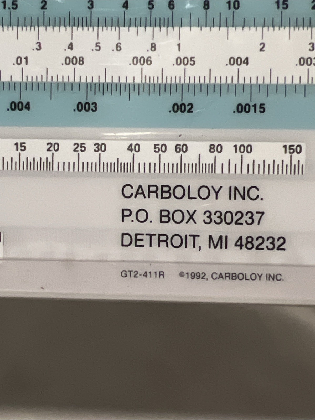 Carboloy Machinist Productivity Calculator Slide Guide GT2-411R