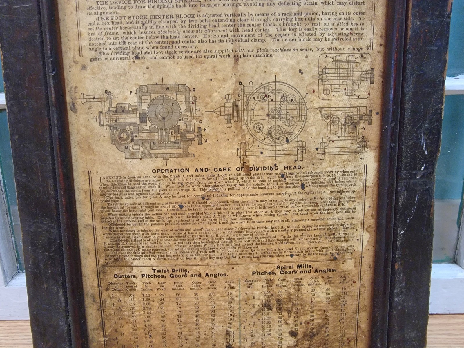 Vintage Framed Hendey-Norton Universal Milling Machine Instructions & Tables
