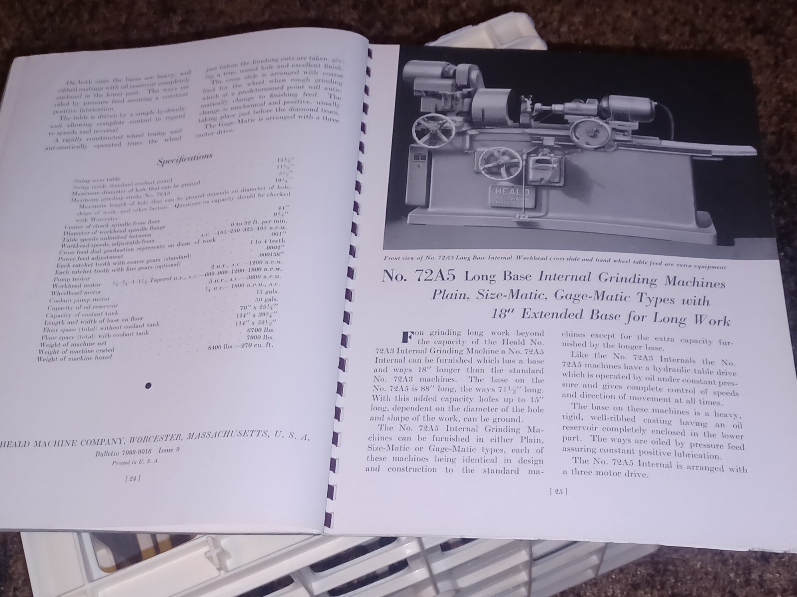 HEALD COMPANY Precision GRINDING BORING Borizing MACHINES CATALOG BOOK Issue 12