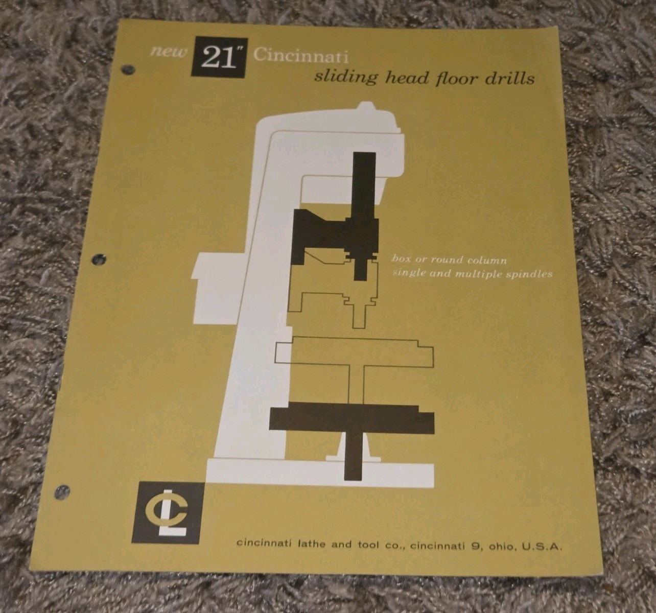 Vtg CINCINNATI Catalog D-140 SLIDING HEAD FLOOR DRILL 21″ BROCHURE Book Booklet