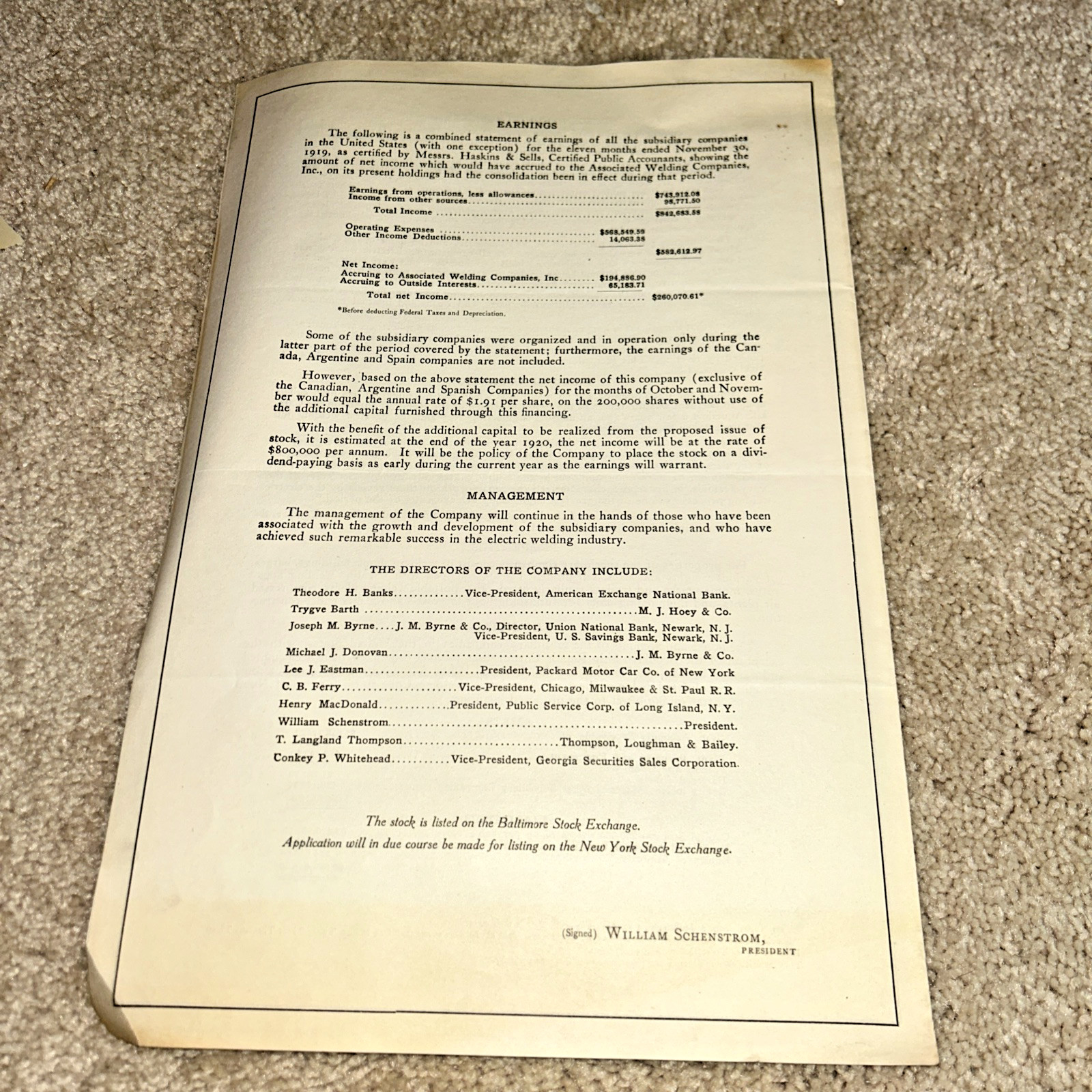 1920 ASSOCIATED WELDING COMPANIES Stock Offering Prospectus CHISHOLM & CHAPMAN