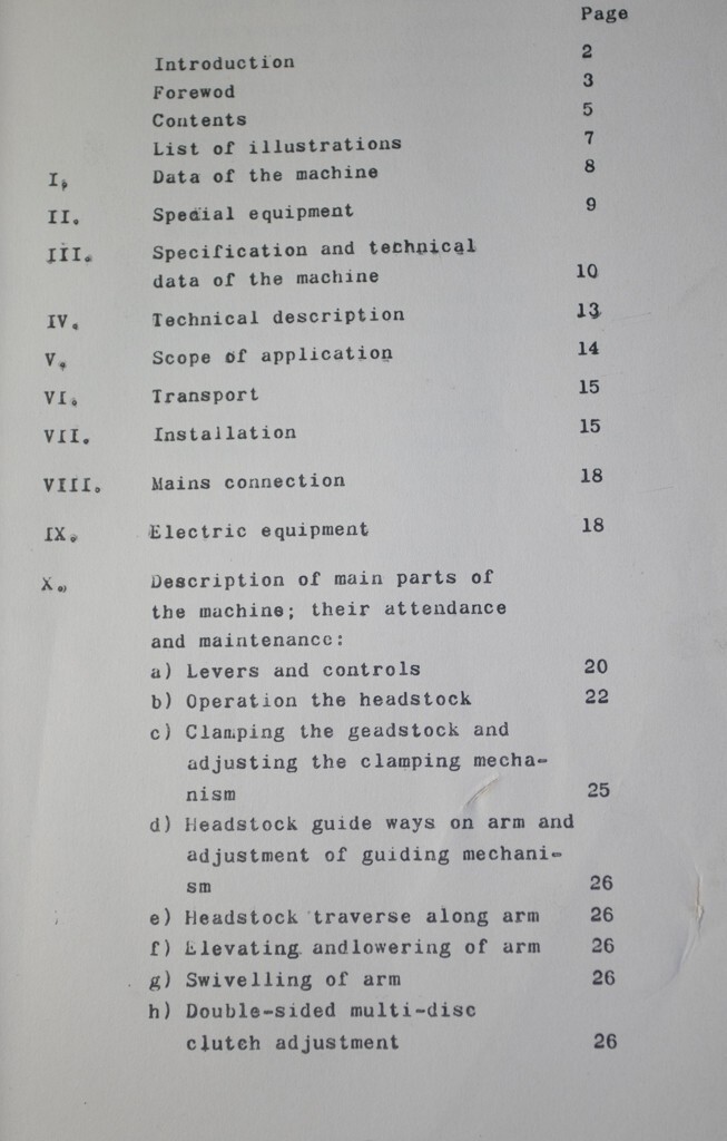 MAS VR2 VR Radial Drill Operations, Parts & Maintenance Manual 1979