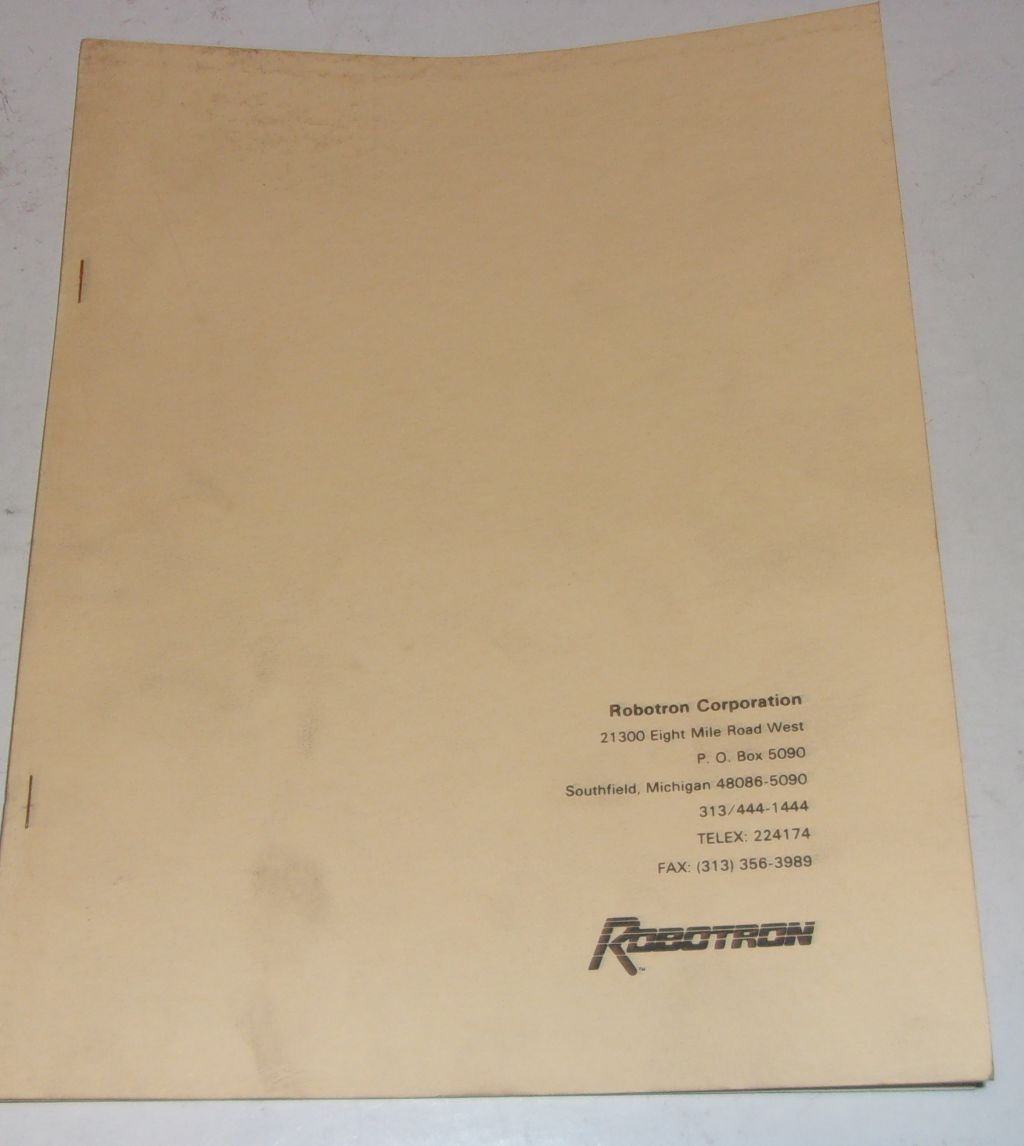 Robotron Corp Instruction Book Manual #915, 1988