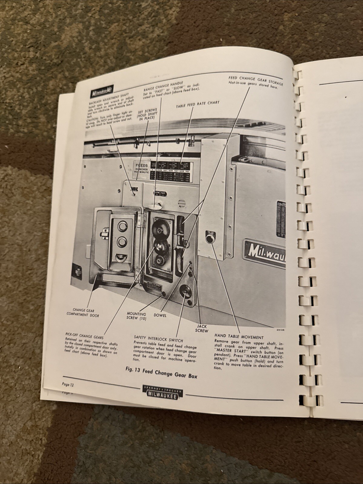KEARNEY TRECKER Milwaukee Simplex Duplex Milling Machine Maintenance Manual 372