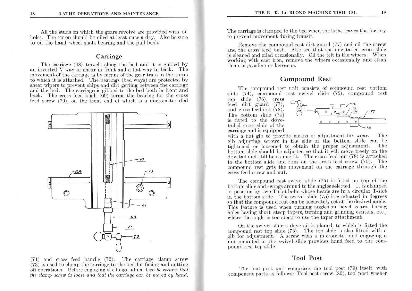 Operation & Maint Manual Geared Lathe Running a Regal Geared Lathe – P67
