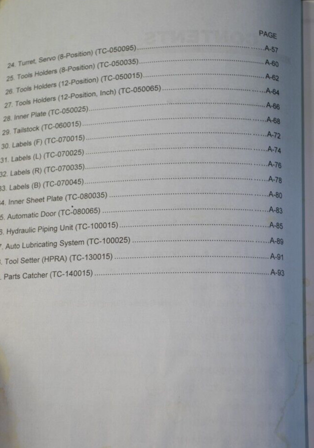 Accuway CNC UL-20 Parts Lists Diagrams Manual