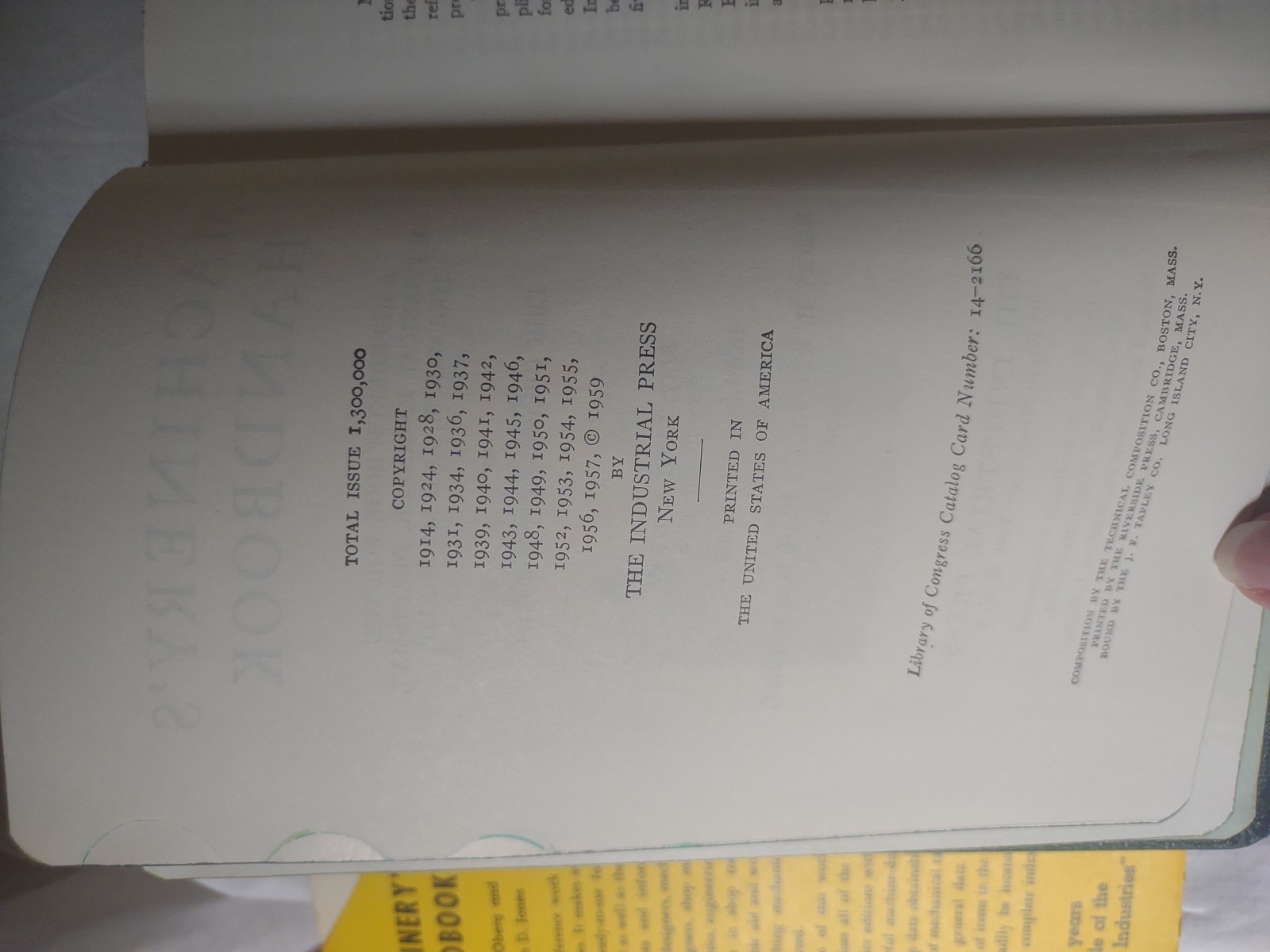 Machinery’s Handbook Vintage Reference Book 16th Edition By Oberg & Jones 1959