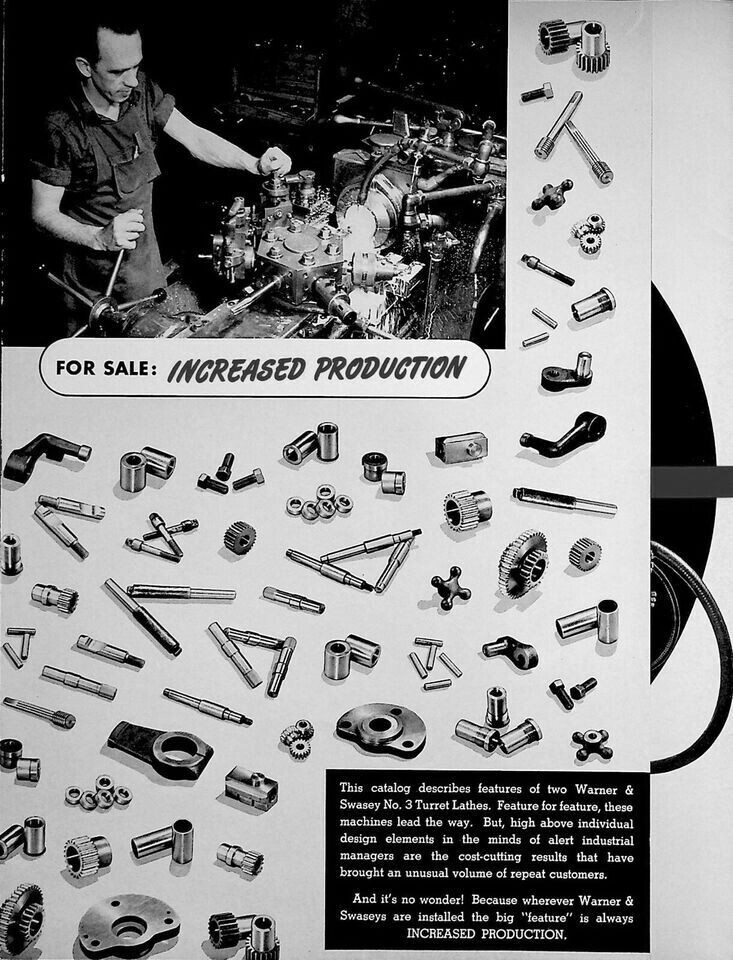 Lathe Manual Fits Warner & Swasey #3 Universal & Electro Cycle Turret 1949 SW17