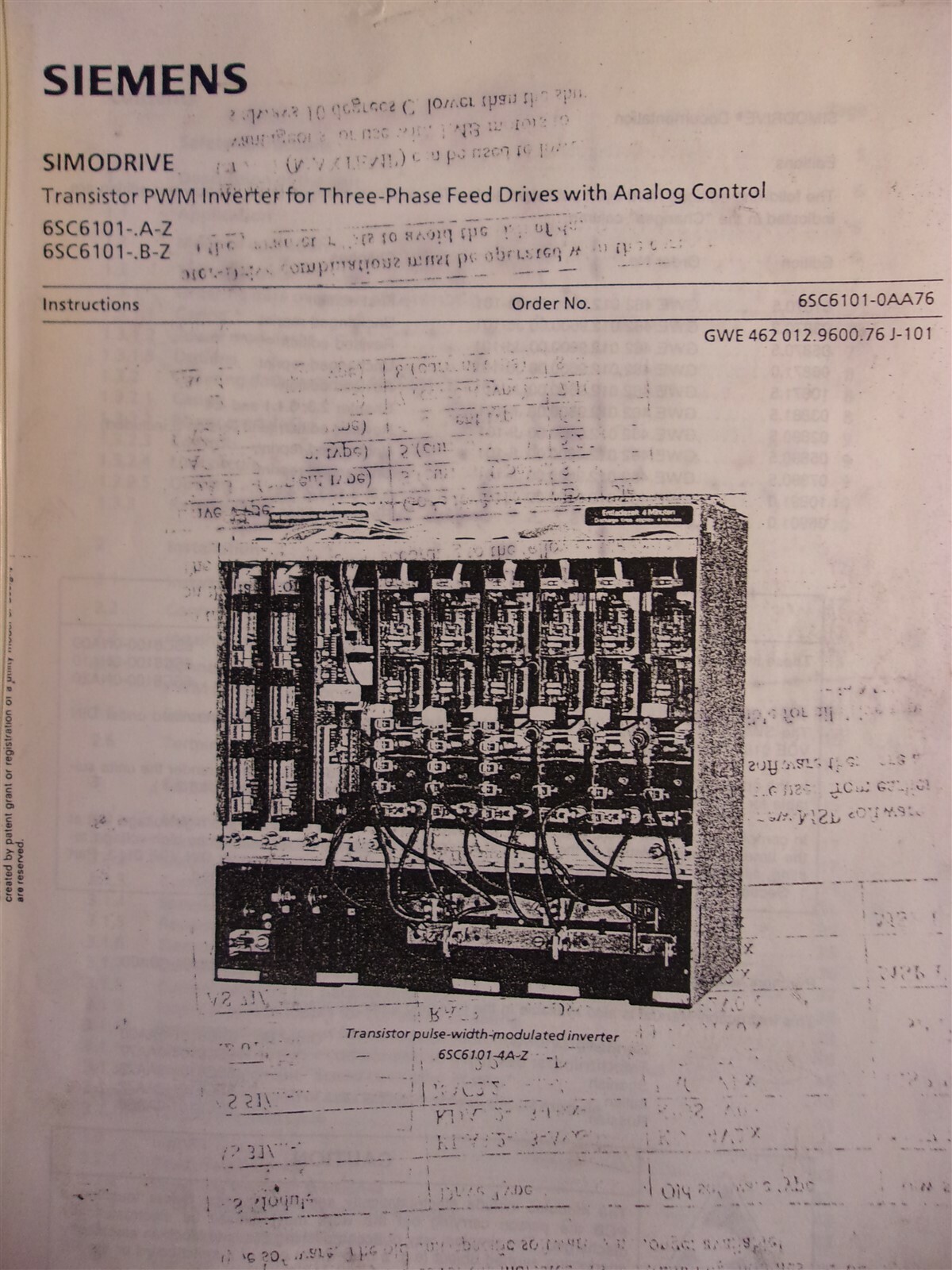 Siemens Simodrive Instruction Manual 1990 *FREE SHIPPING*