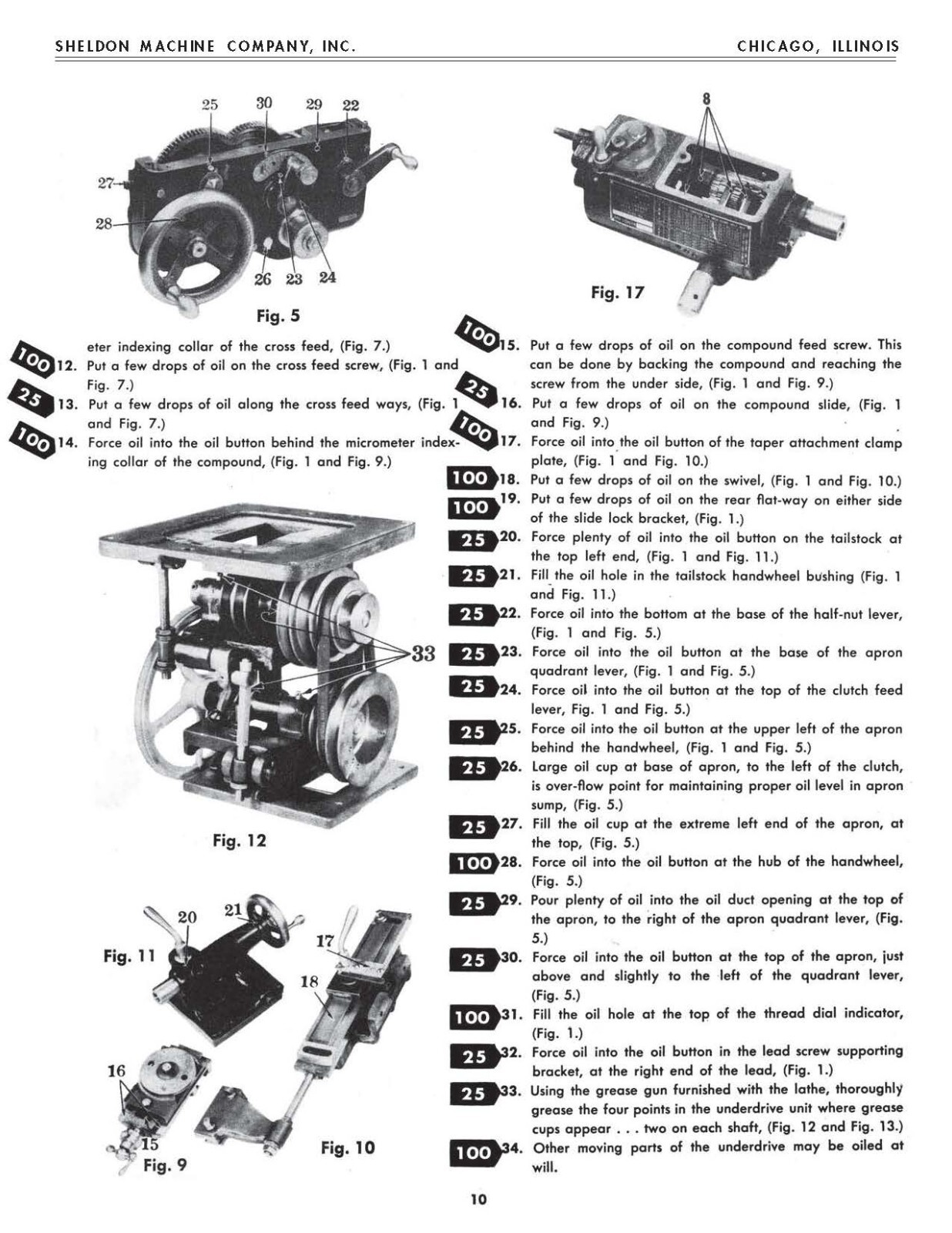 Operating, Maintenance & Parts Manual Fits Sheldon 10″ Bench Lathes