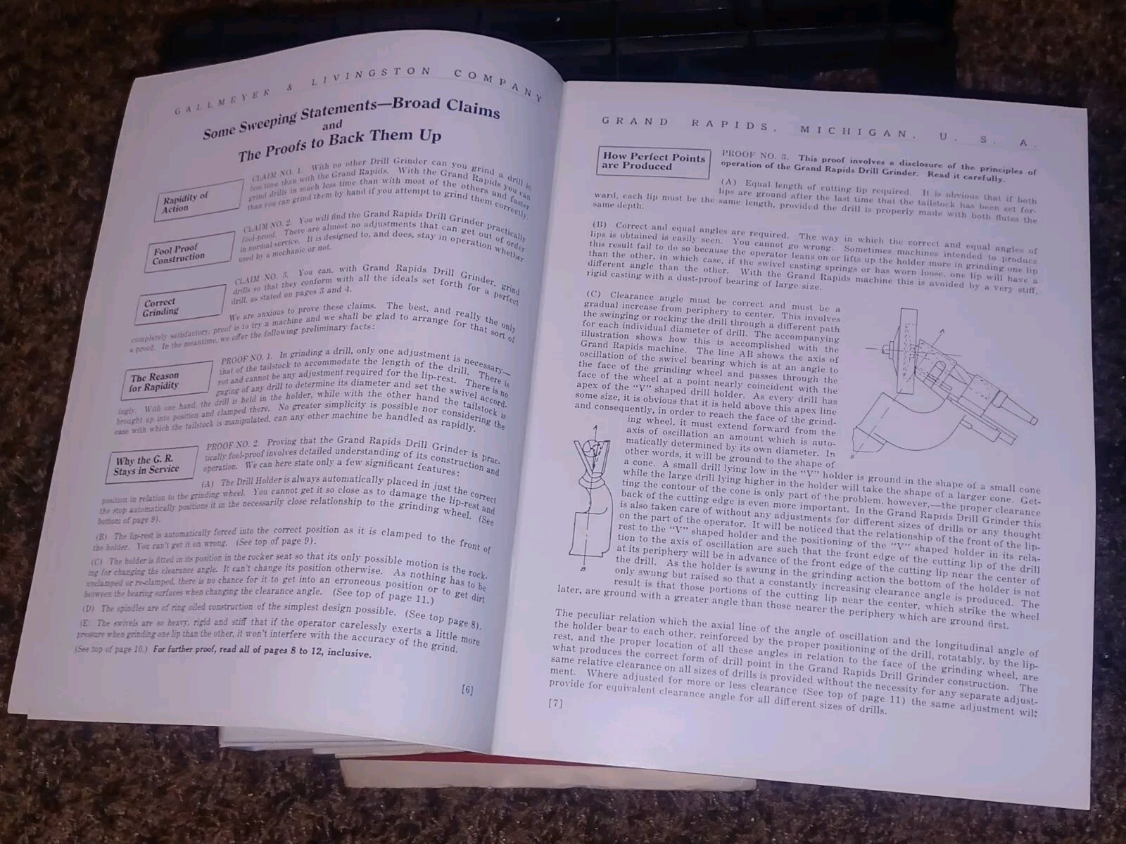 GALLMEYER & LIVINGSTON GRAND RAPIDS Michigan Tool DRILL GRINDERS Catalog Book !