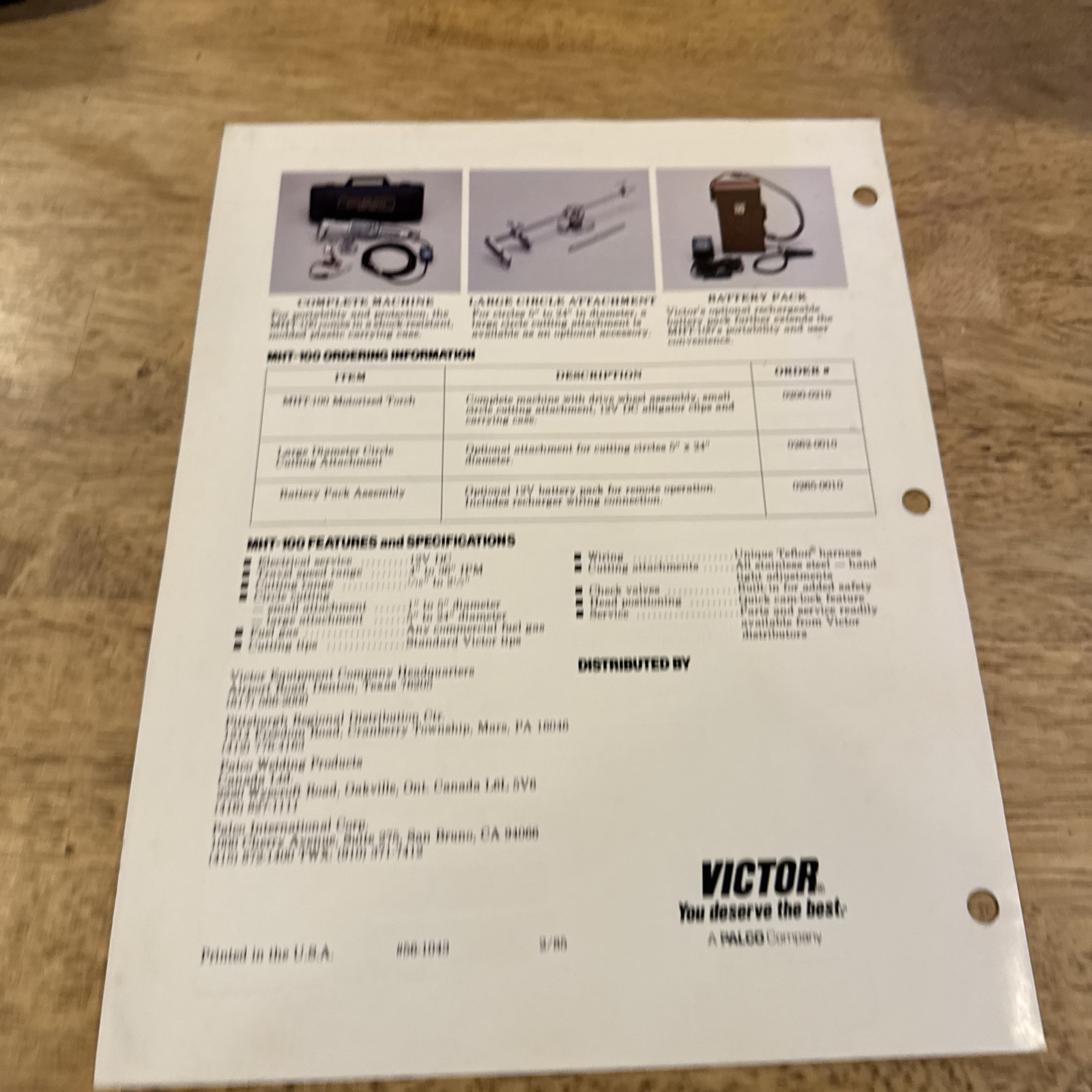 Victor Palco Company Precision Cutting Simplified Sales brochure 1985