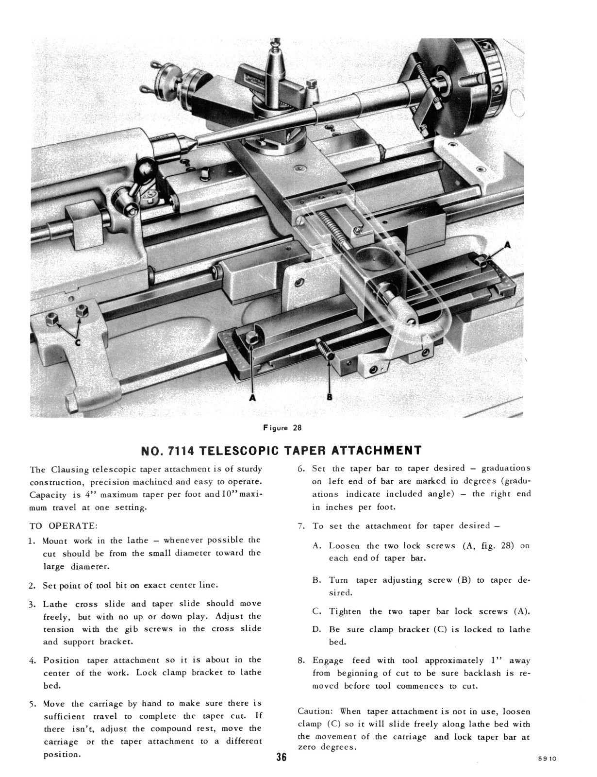 Clausing 12″ Lathe 5900 Series sn: 502467 up Instruct & Parts List Manual #1371