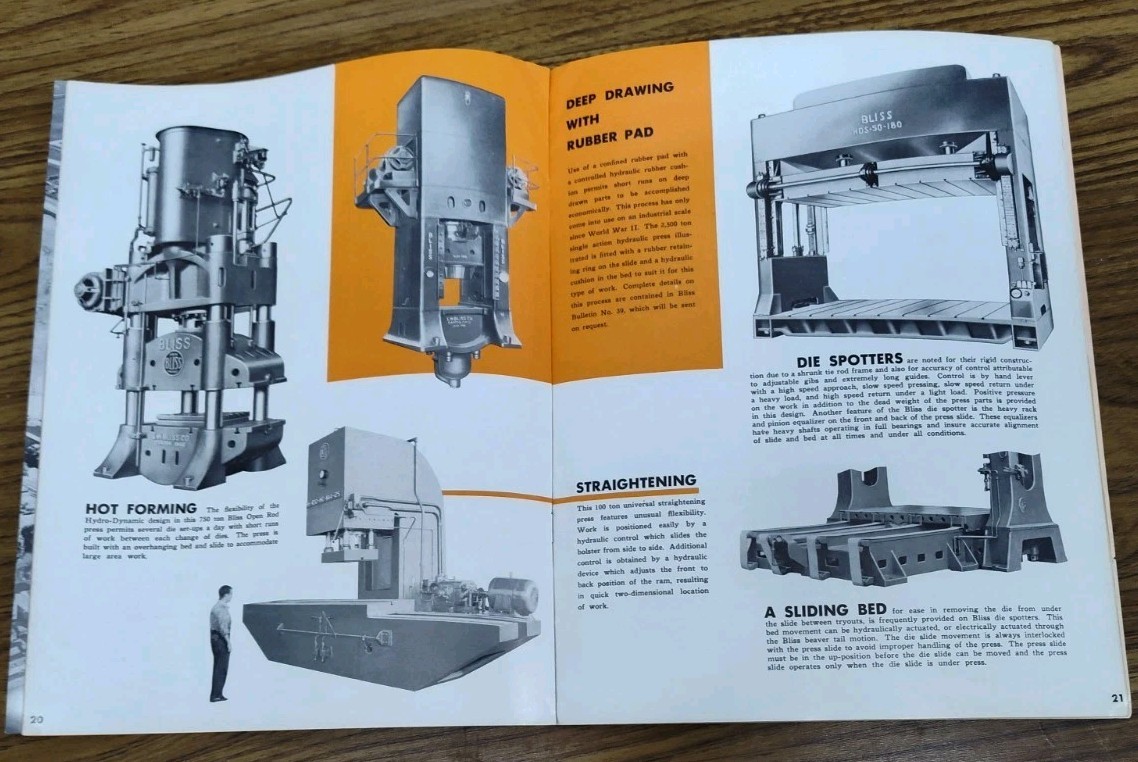 E.W. Bliss Co. Hydo-Dynamic Presses Machine Catalog Brochure Vtg Industrial