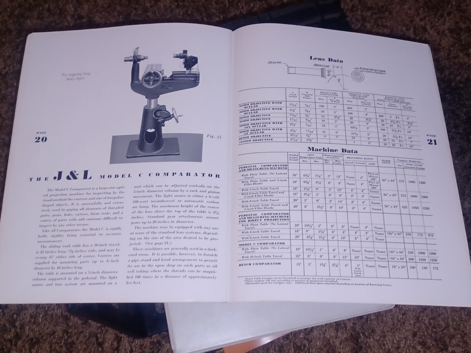 Jones & Lamson Measuring Machine PDISTAL BENCH COMPARATORS J&L TOOL CATALOG BOOK