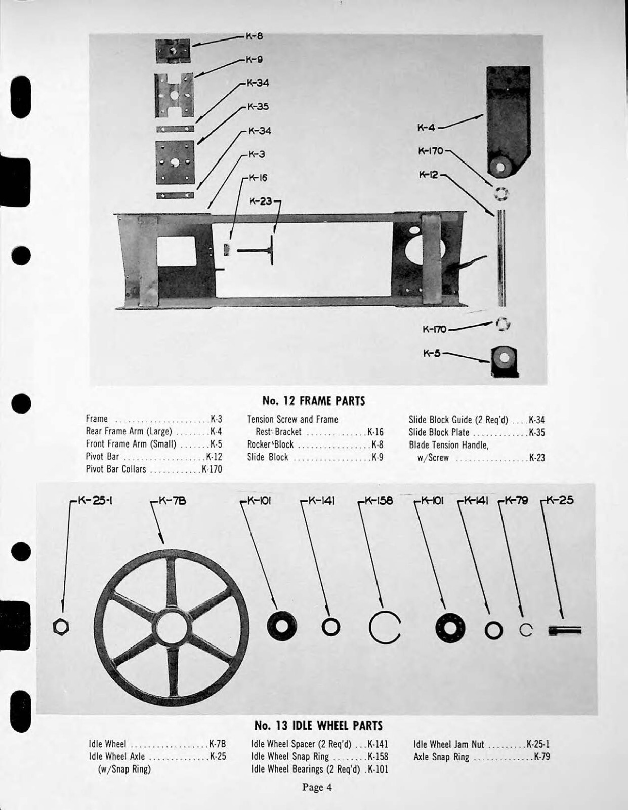 Service & Parts Manual Fits Kalamazoo Model 610 Horizontal Bandsaw