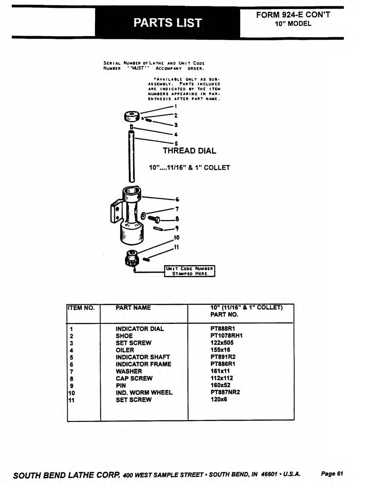 Lathe Maintenance Parts Manual South bend 10, 13, 14 1-2, 16, 16-24 inch CE3458