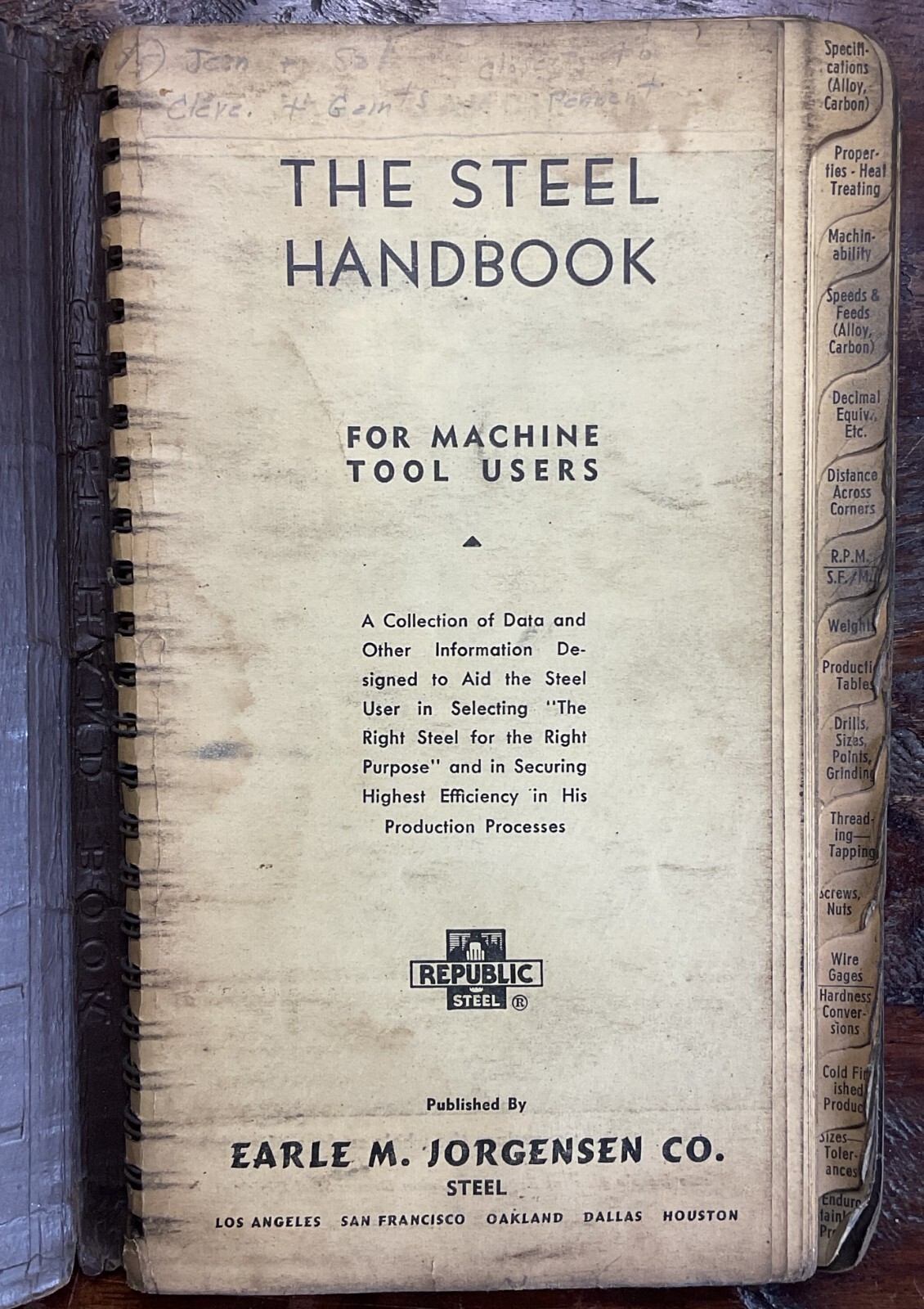 1951 Steel Handbook for Machine Tool Users-by Republic Steel-Leatherbound