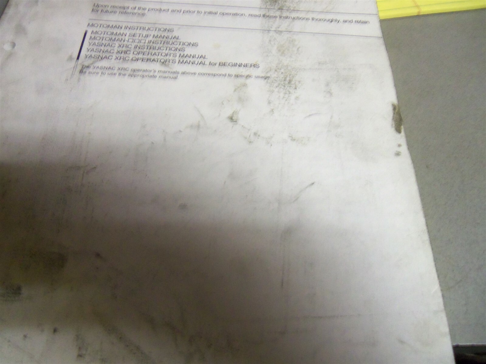 Yaskawa Yasnac XRC Instruction Manual RE-CTO-A203 #205 *FREE SHIPPING*