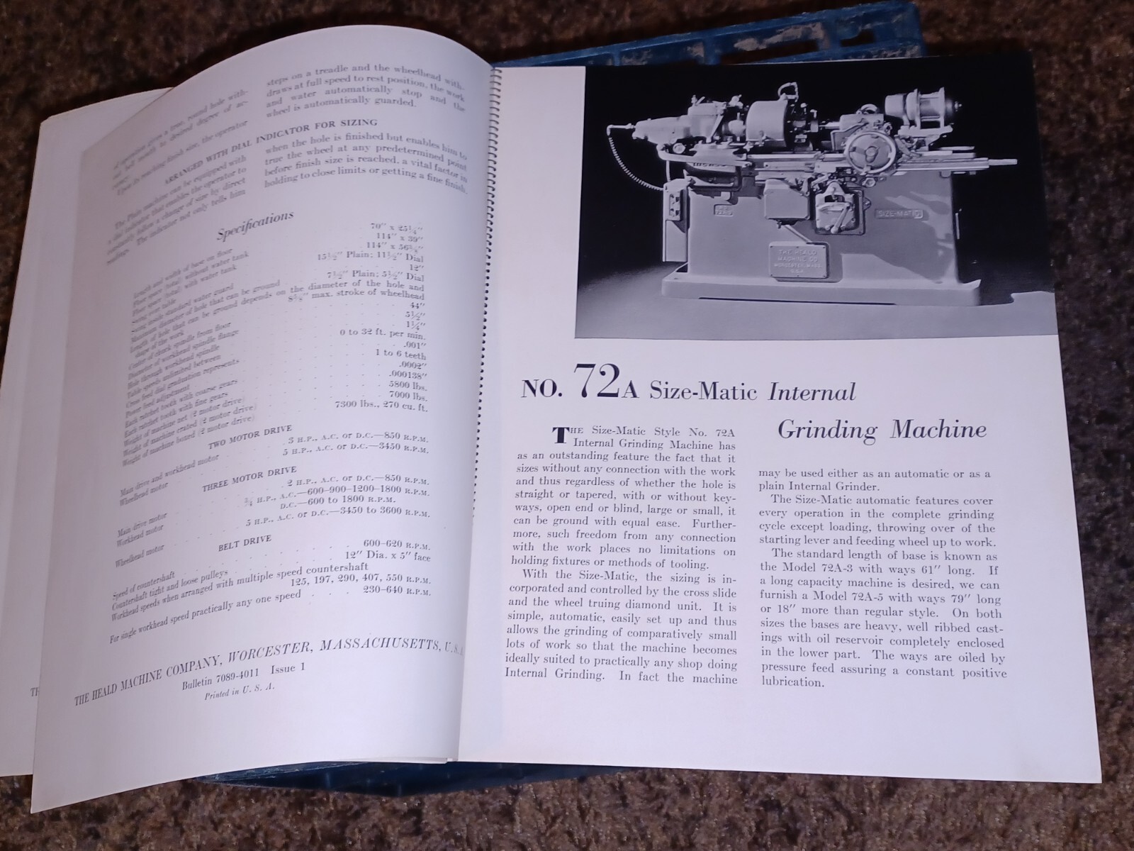 HEALD COMPANY Precision GRINDING BORING Borizing MACHINES CATALOG BOOK Issue 2