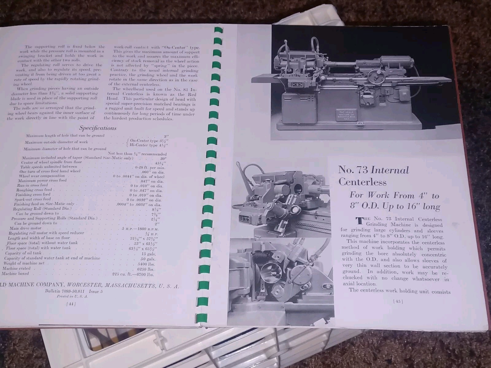 HEALD COMPANY Precision GRINDING BORING Borizing MACHINES CATALOG BOOK Issue 11