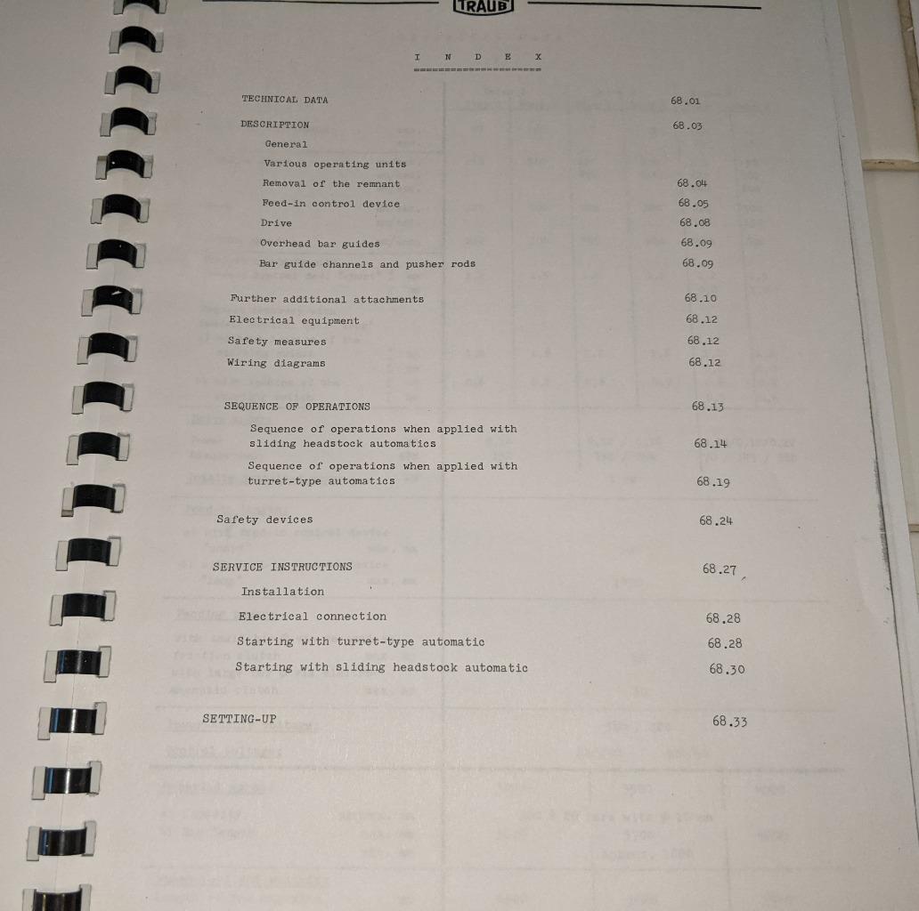 TRAUB Automatic bar Loading Magazine STAMAG B Operation and Service Manual