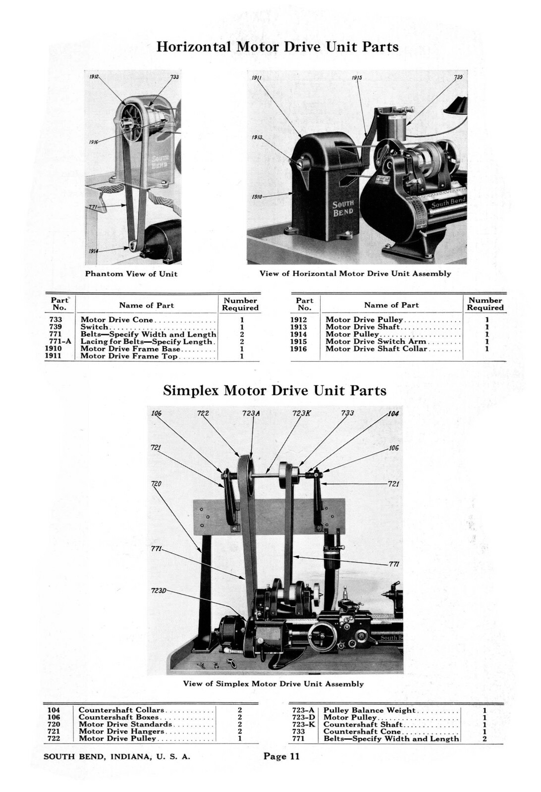 South Bend Model O Lathes Repair Parts Manual #1817