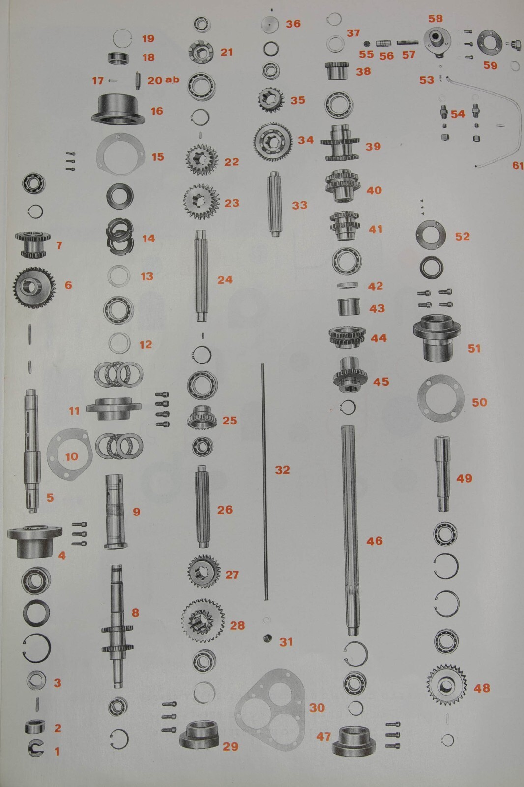 TOS SN40A,B SN45A,B SN50A,B Lathe Spare Parts Catalog Manual 1973