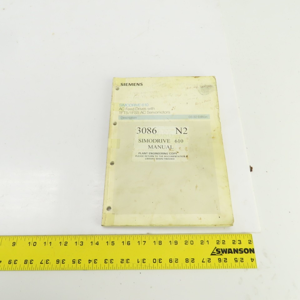 Siemens Simodrive 610 AC Feed Drives W/1FT5/1FS5 AC Serco Motors Manual 03.92