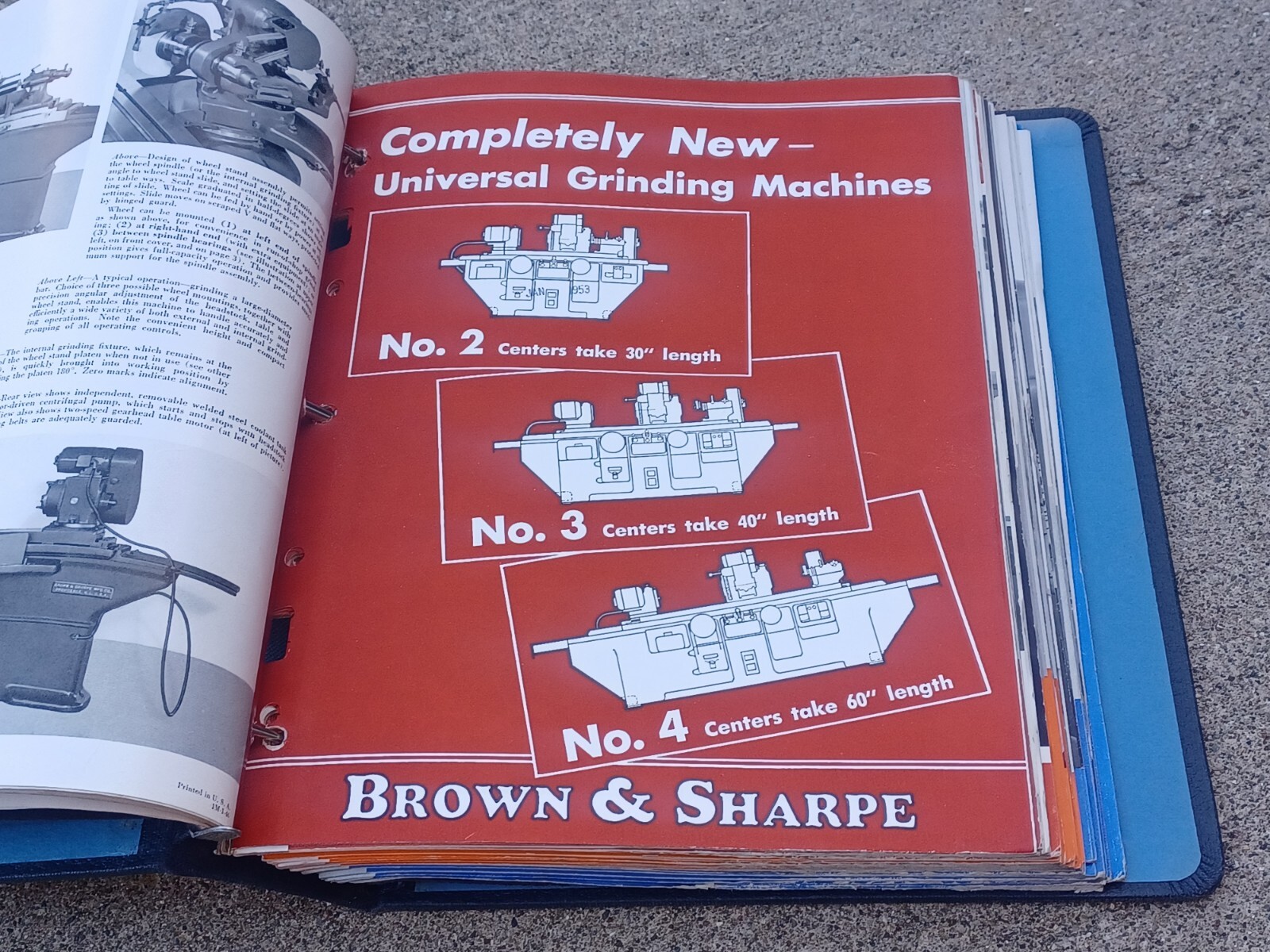 1950’s Brown & Sharpe GRINDING CUTTING MACHINES Binder Book SALES CATALOG TOOLS