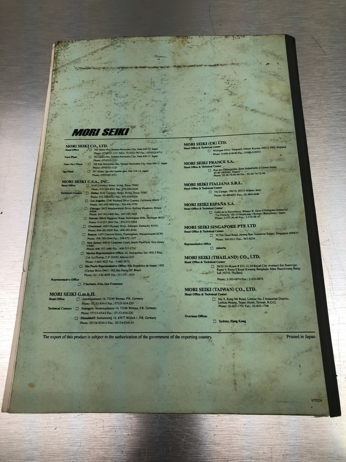 Mori Seiki Programming Manual I – F-M1, F-M2 – PM-MVMSC521-B0E/1