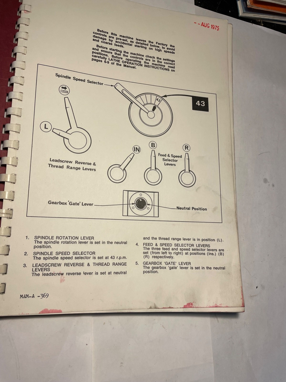 Clausing Colchester Lathe Series 8100 Model 21″ Service and Parts Manual #43