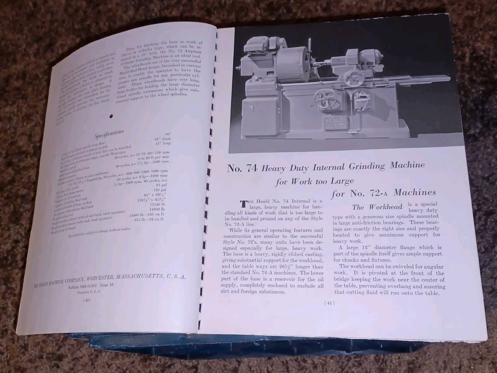 HEALD COMPANY Precision GRINDING BORING Borizing MACHINES CATALOG BOOK Issue 13