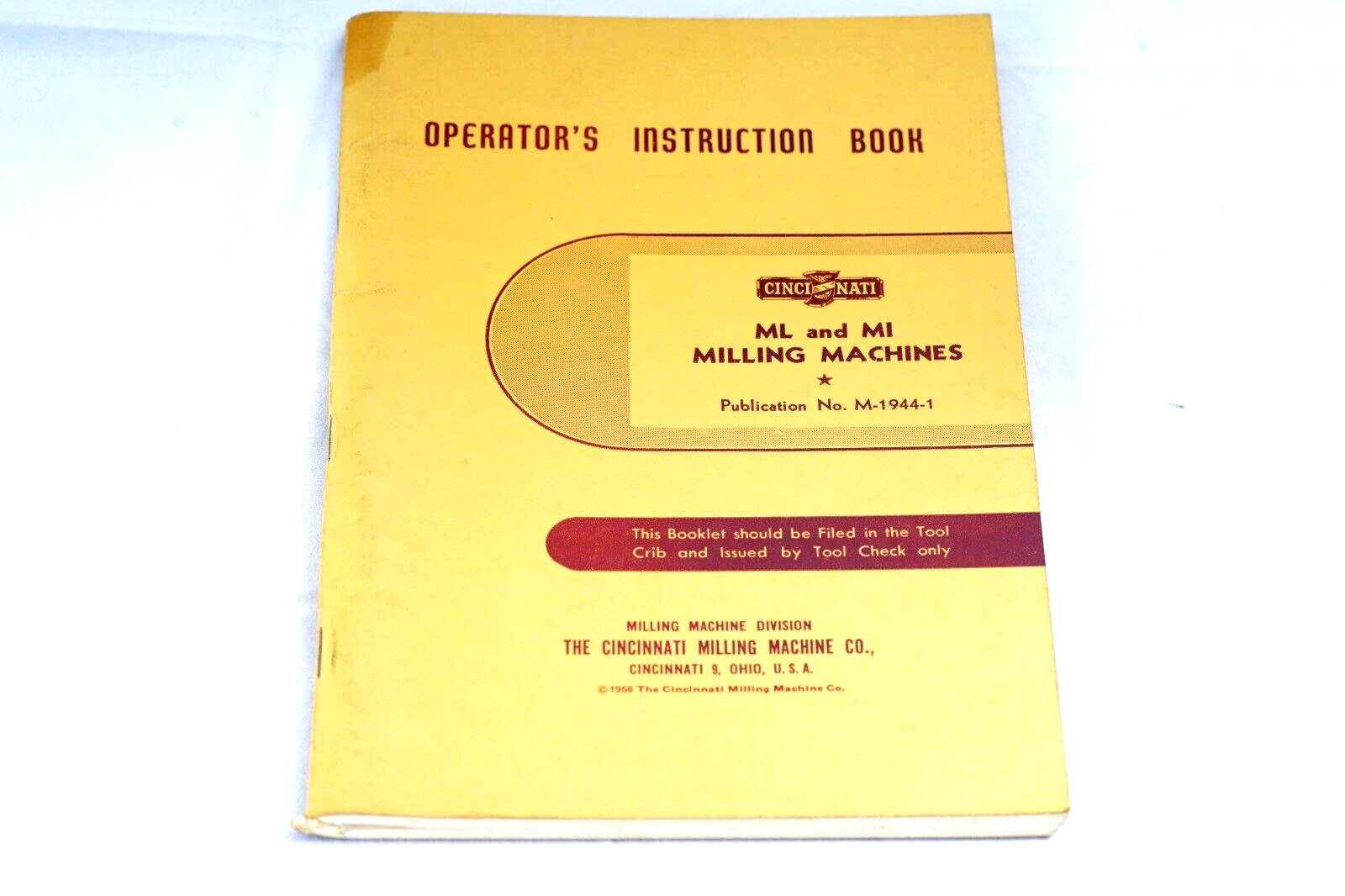 1956 Cincinnati Milling Machine Co ML & MI Milling Machine Manual M-1944-1