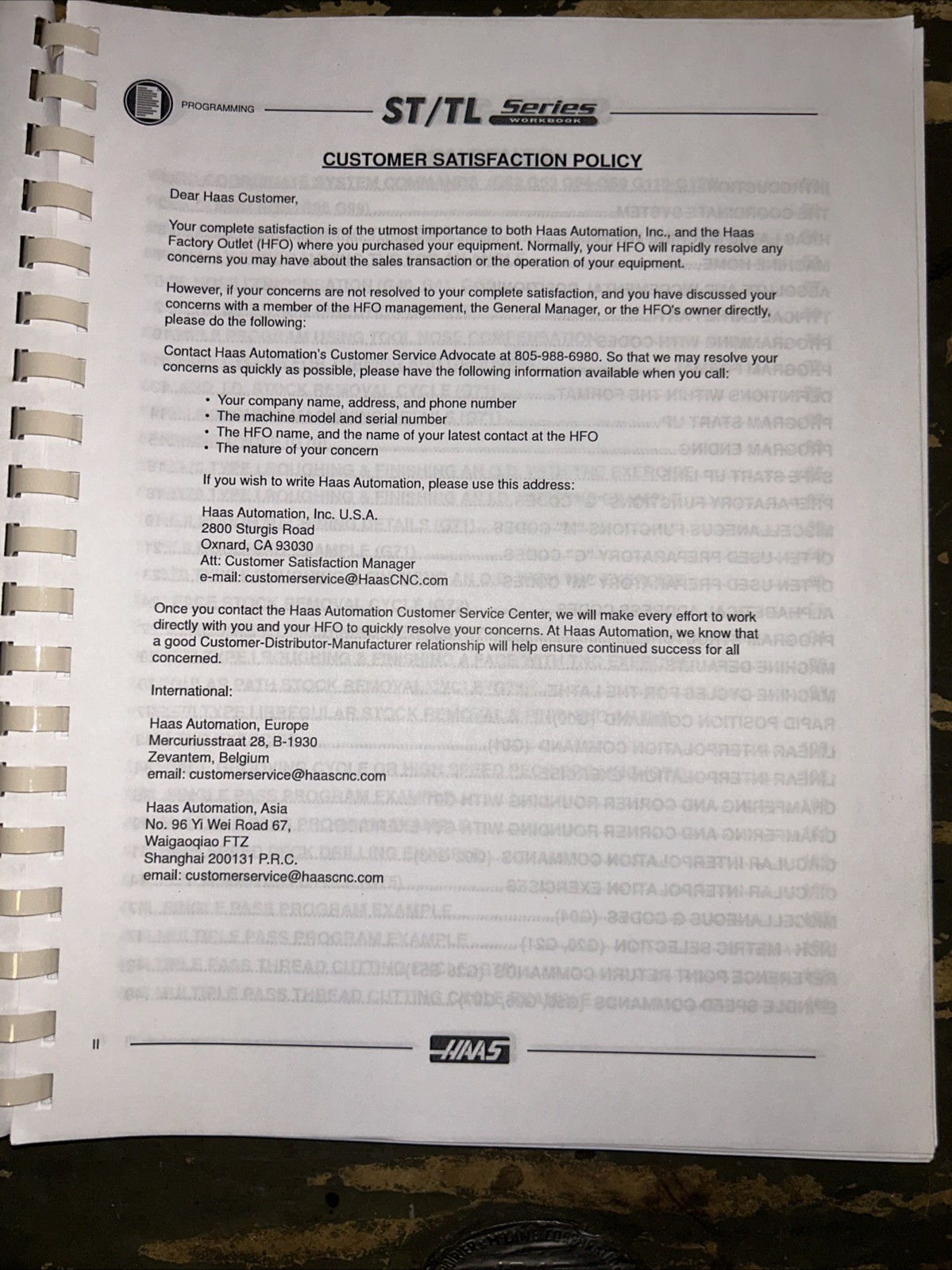 HAAS Automation Inc. Lathe Series Programming Workbook 2015 F11