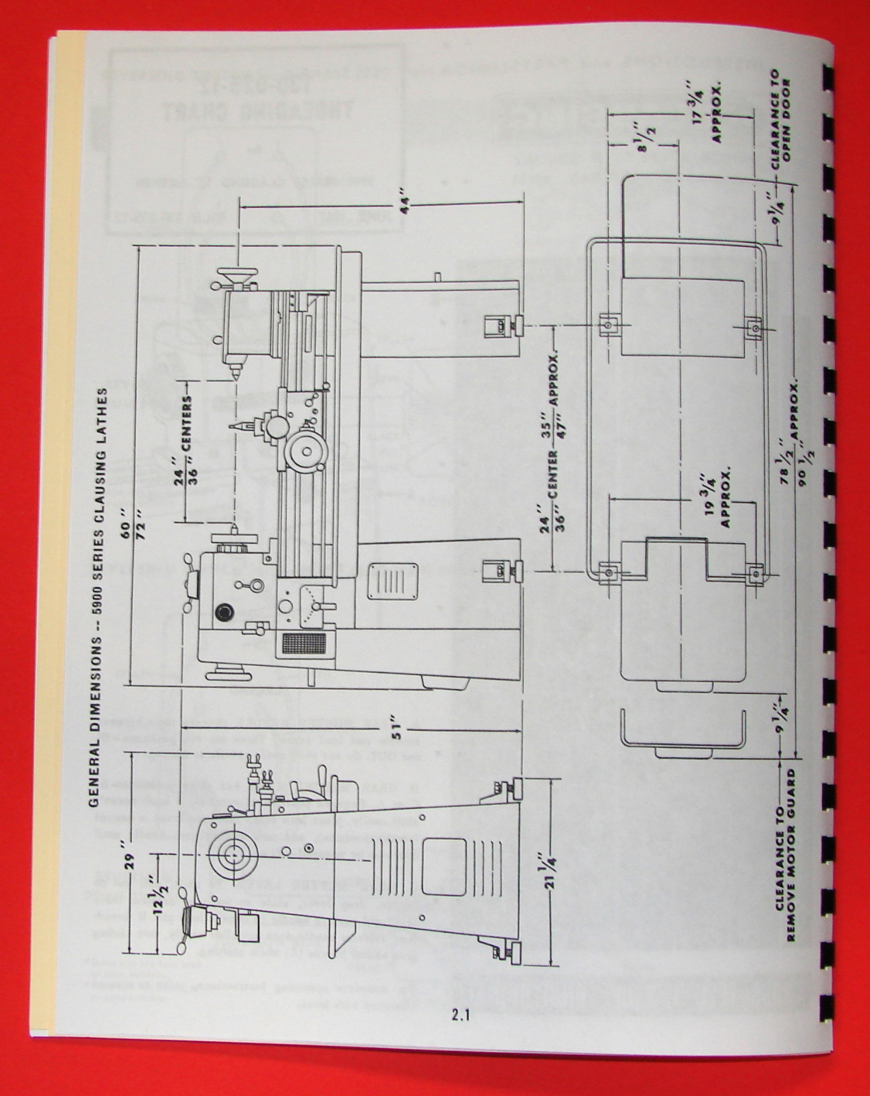 CLAUSING 12″ 5900 Series Variable SPD Lathe Operator & Part Manual =502100 0137