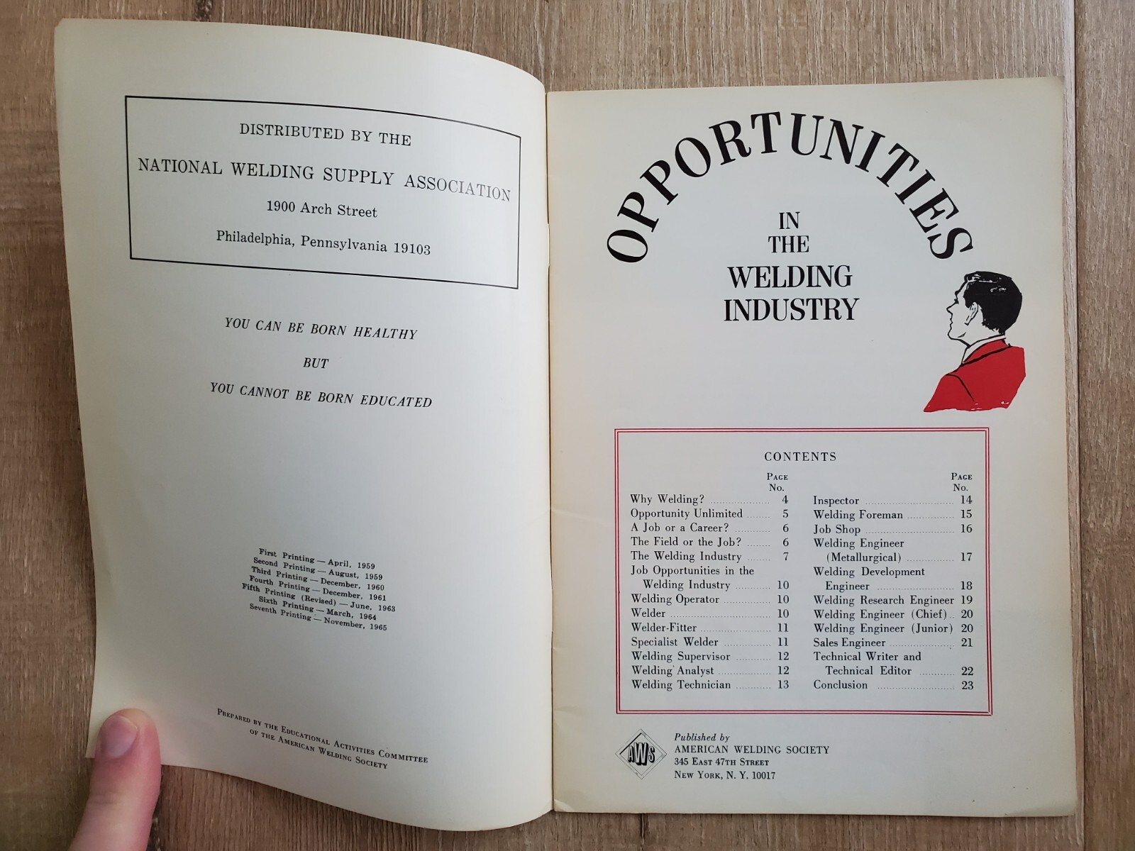 OPPORTUNITIES IN THE WELDING INDUSTRY American Welding Society 1965 Brochure