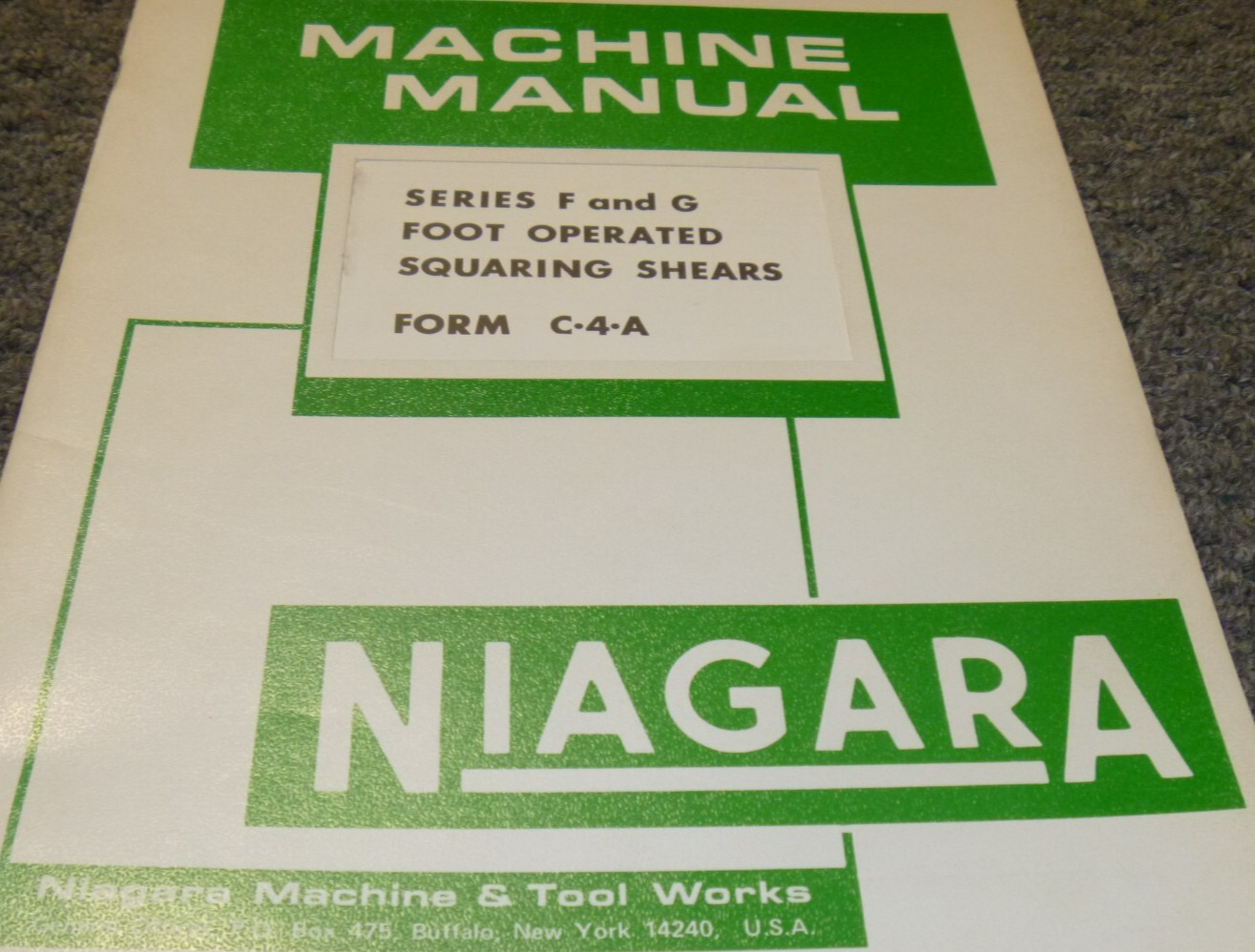 Niagara 172G Squaring Shear Parts List & Operator Instruction Manual C-4-A xz