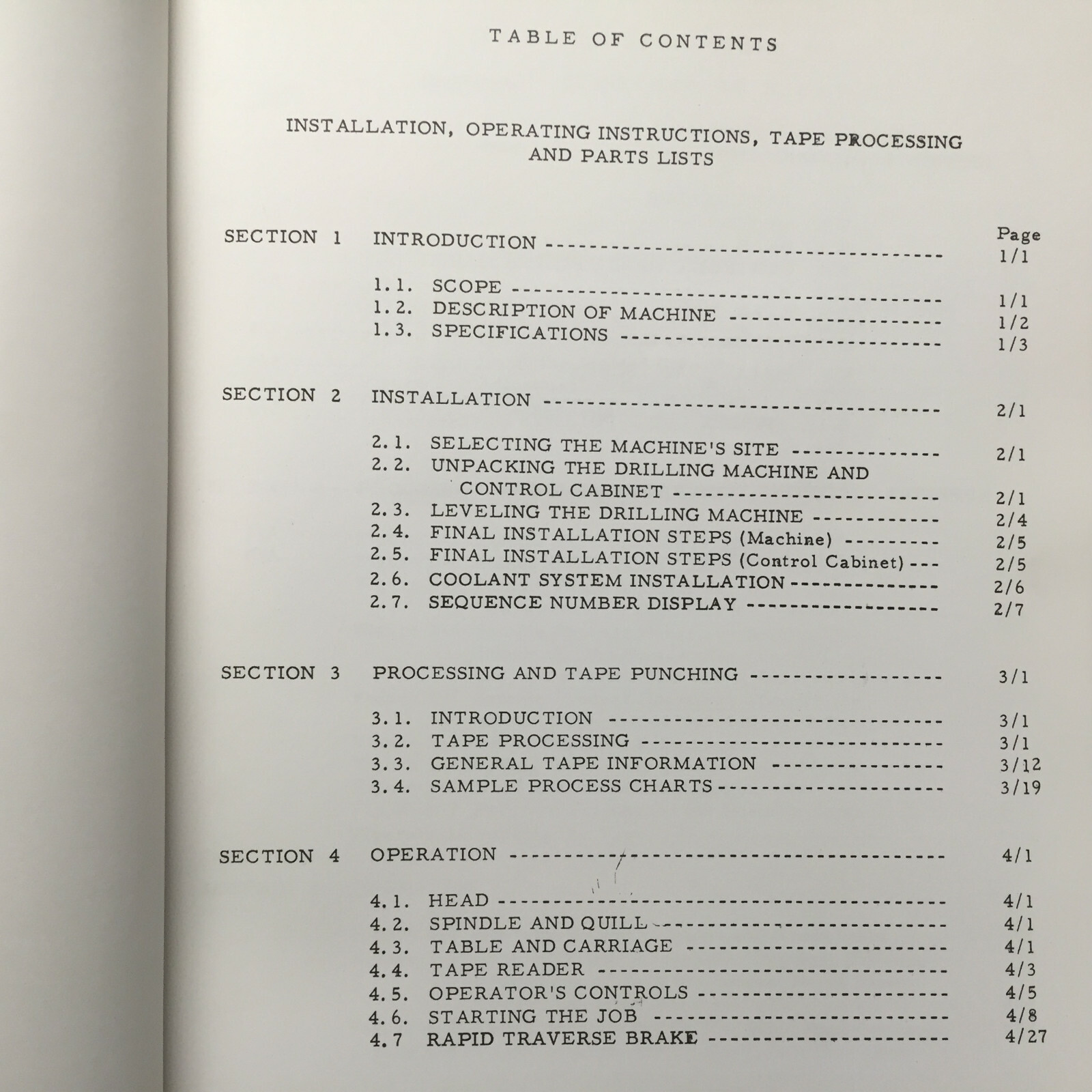 Original Operator Manual for Pratt & Whitney Model C Tape-o-Matic Drill