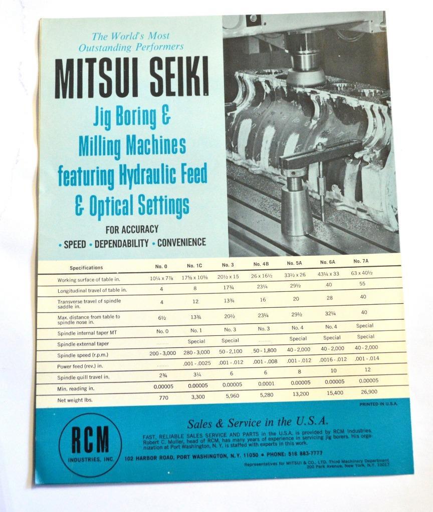 MITSUI SEIKI RCM JIG BORING MACHINE BROCHURE