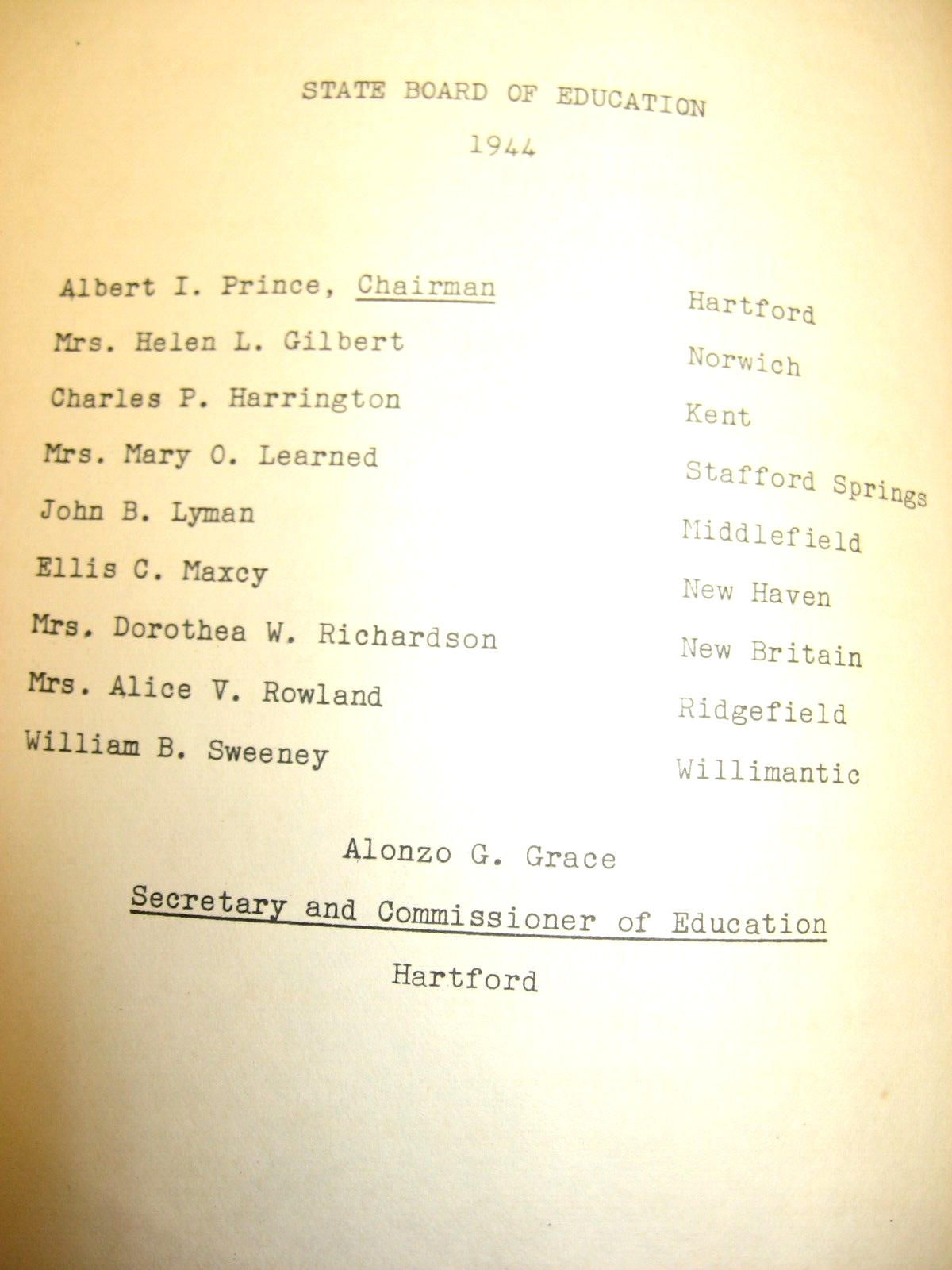1944 AUTOMATIC SCREW MACHINE TROUBLE SHOOTING CHART, CT State Dept of Education