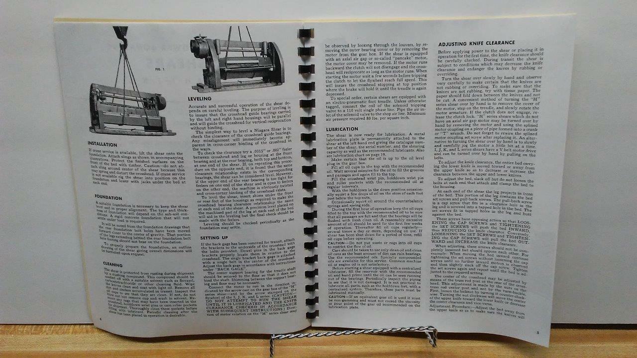 Niagara H-I-J-K-L Squaring Shears Service Manual