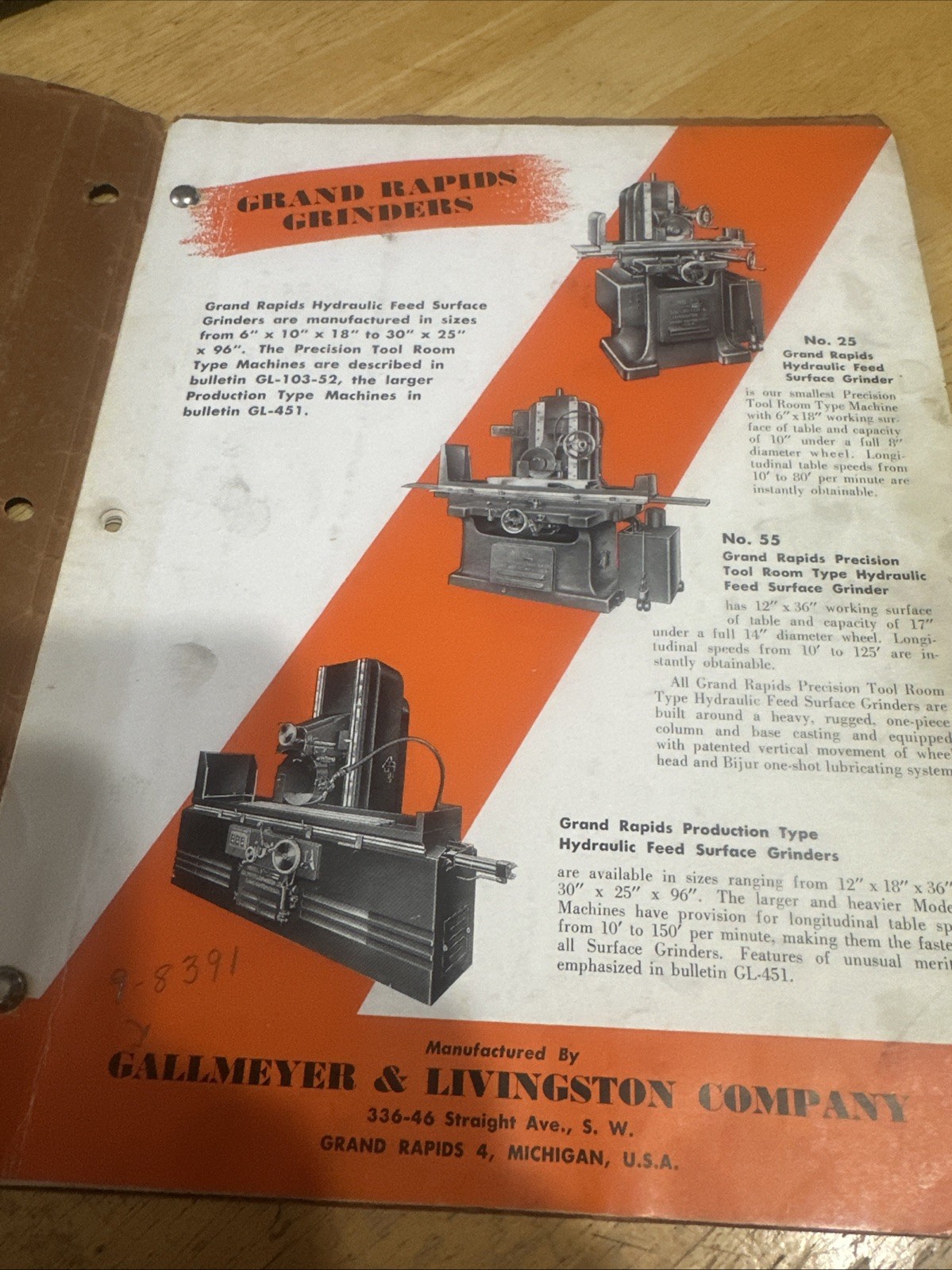 Gallmeyer & Livingston Grand Rapids Grinders 35 Surface Grinder Catalog