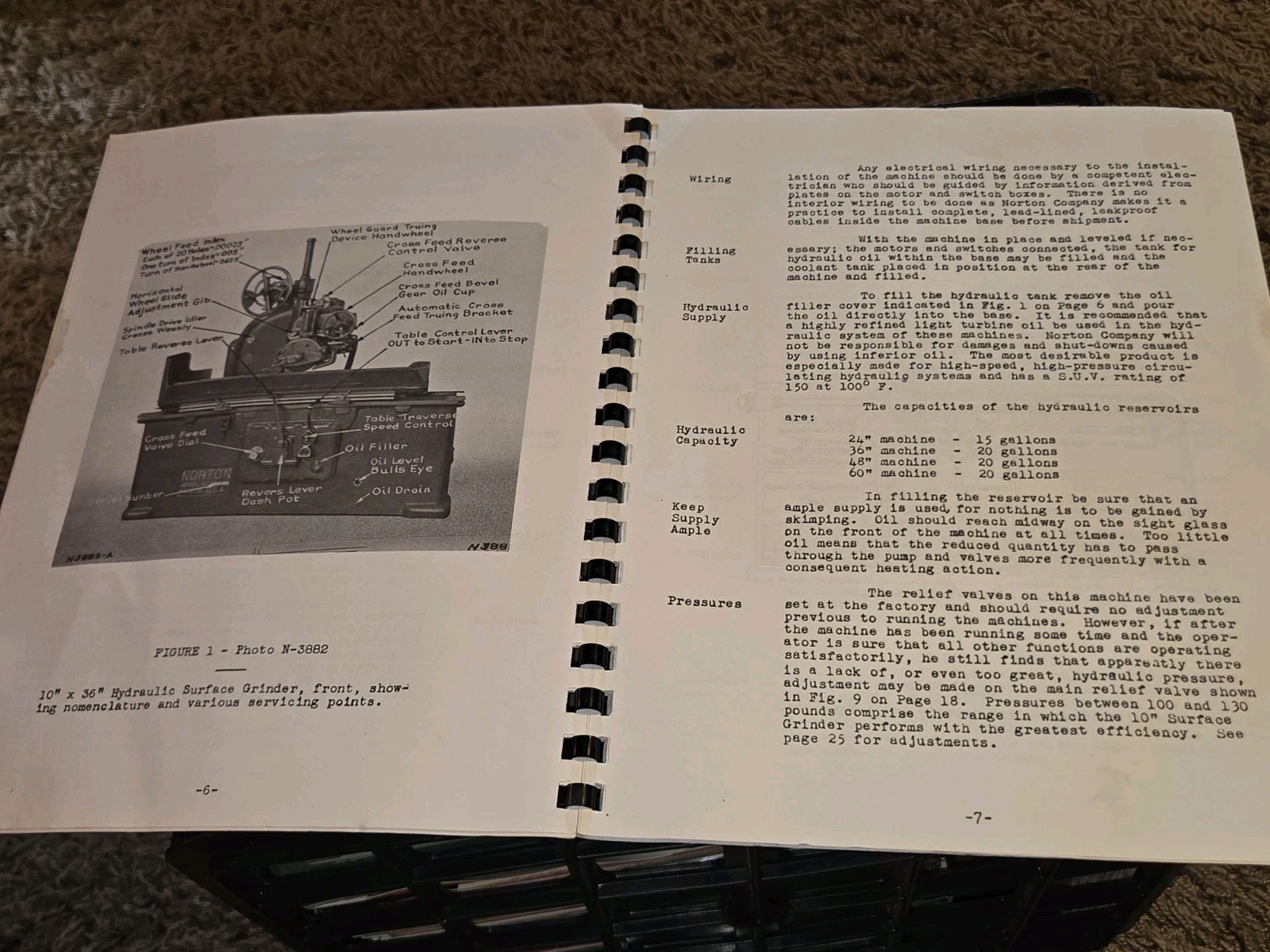 NORTON INSTRUCTION OPERATOR PART MANUAL Hydra SURFACE GRINDER 10″ Warner Swasey