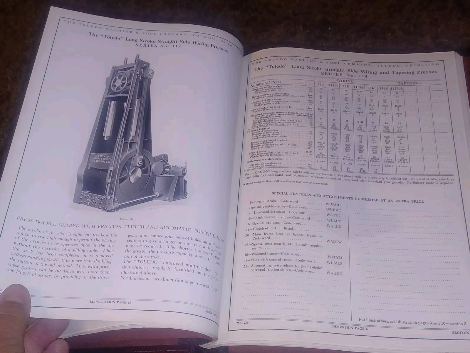 OLD Toledo Ohio Machine & Tool Catalog Book Presses Machinery Dies SHEET METAL