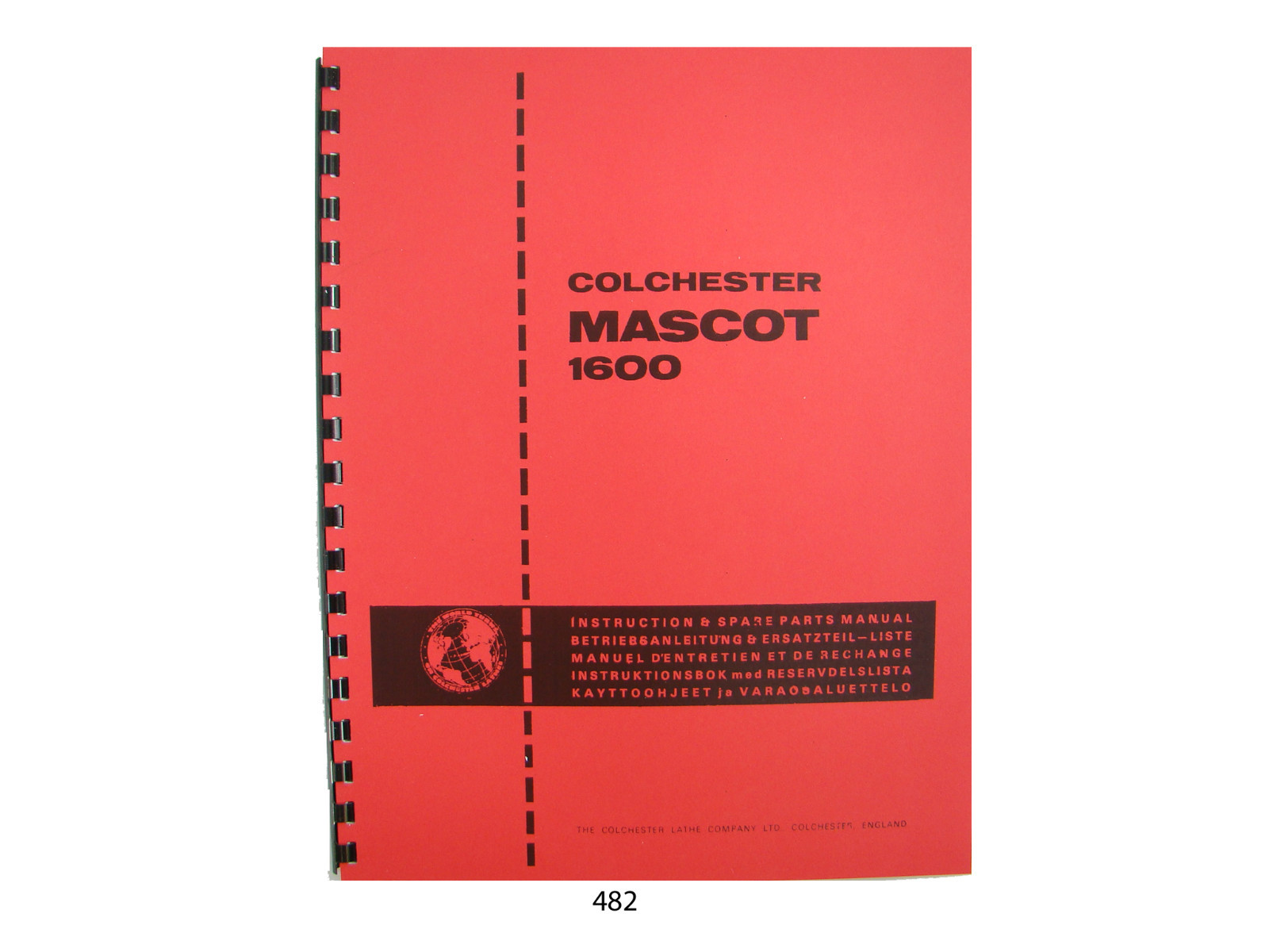 Colchester Mascot 1600 Lathe 17″ Op, Service, & Parts Manual #482