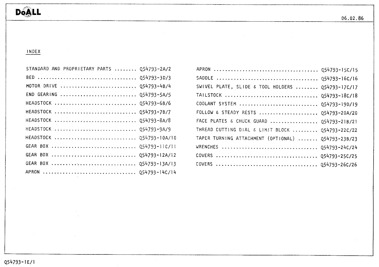 DoALL-ROMI 13 inch Metal Lathe Owners Operators Service Parts Manual LD1340 0278