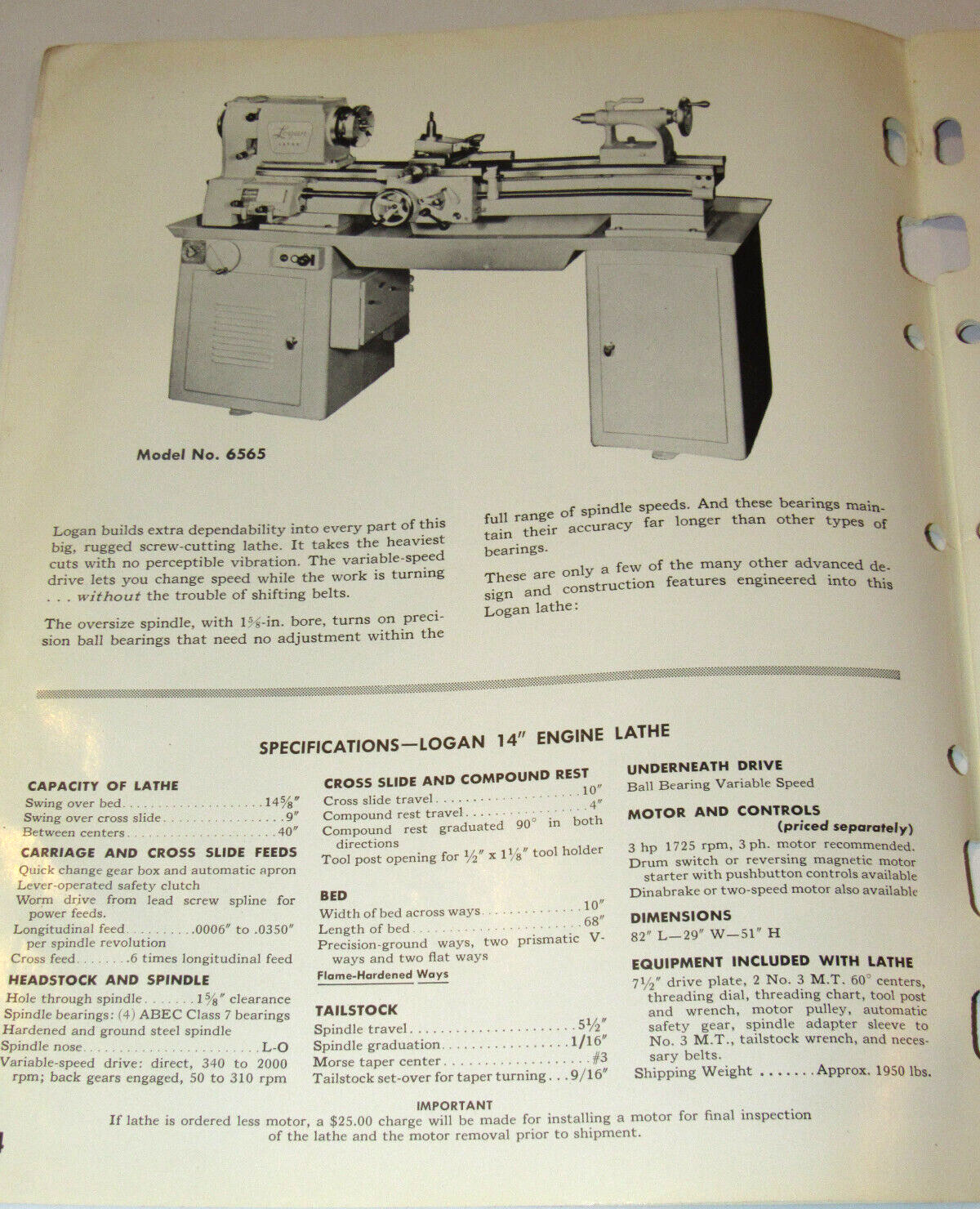 VTG 1964 LOGAN LATHES CATALOG! ENGINE/TURRET/SCREW CUTTING/SHAPER/ & ACCESSORIES