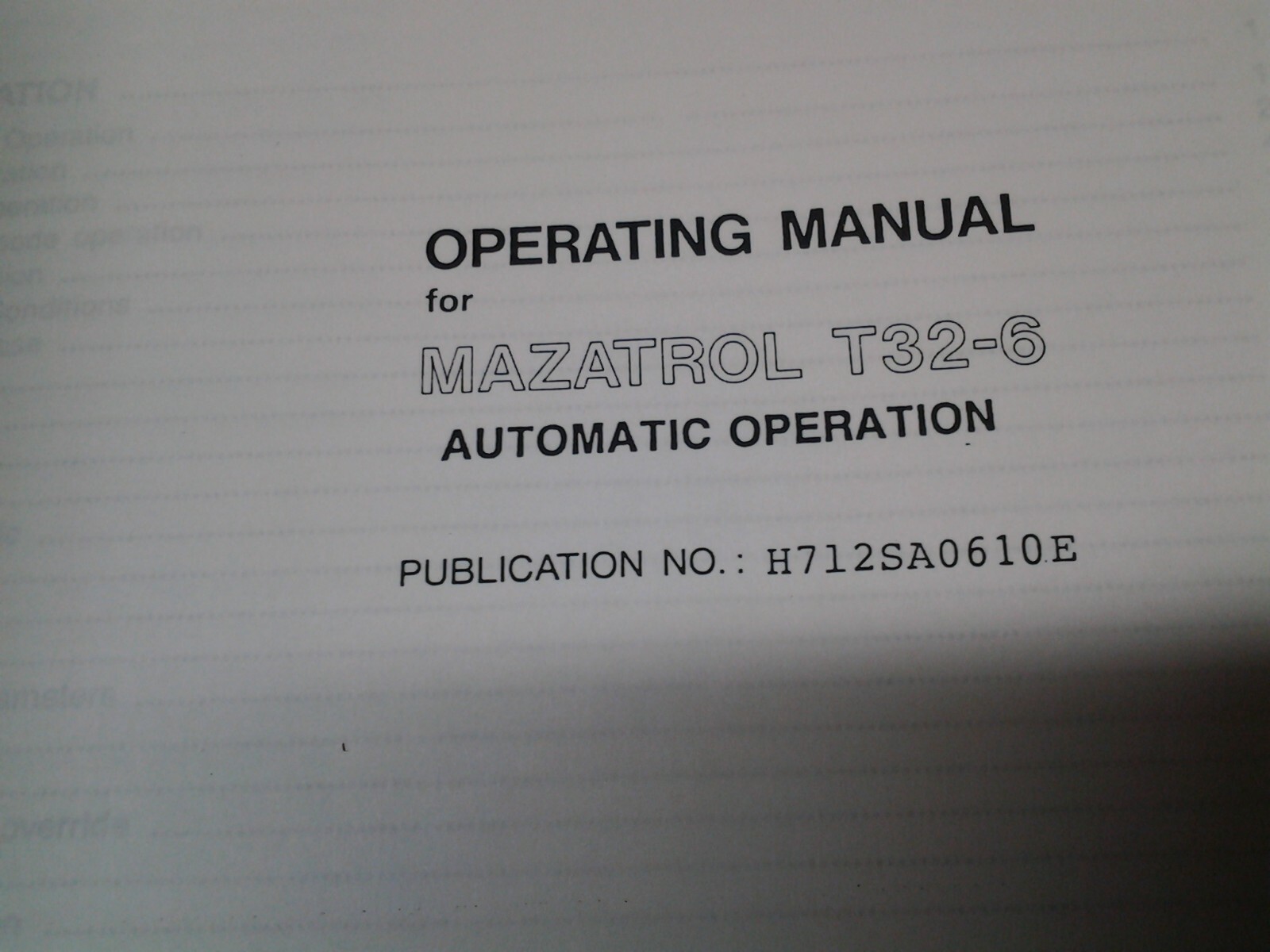 Mazak Operating Manual for Mazatrol T32-4/6 (MS-298)