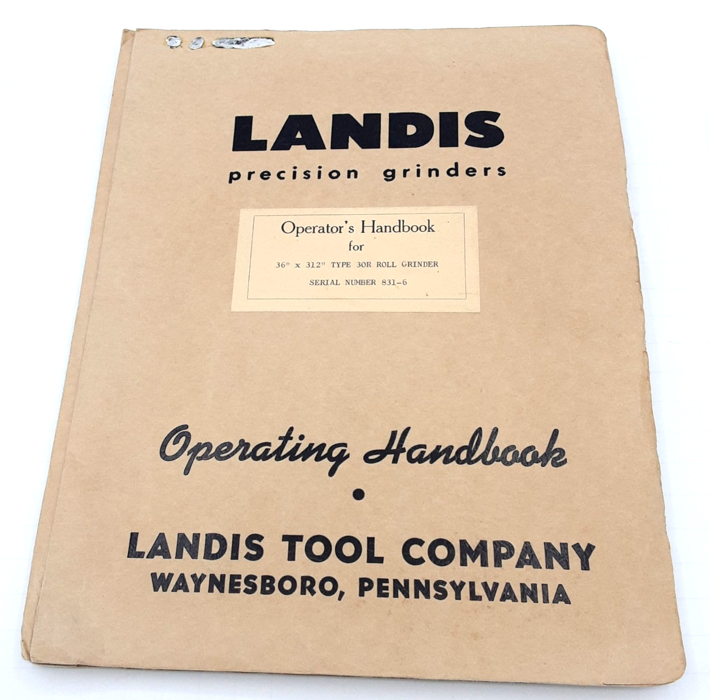 Landis Precision Grinders 36 x 112 Type 30R Roll Grinder Operating Handbook